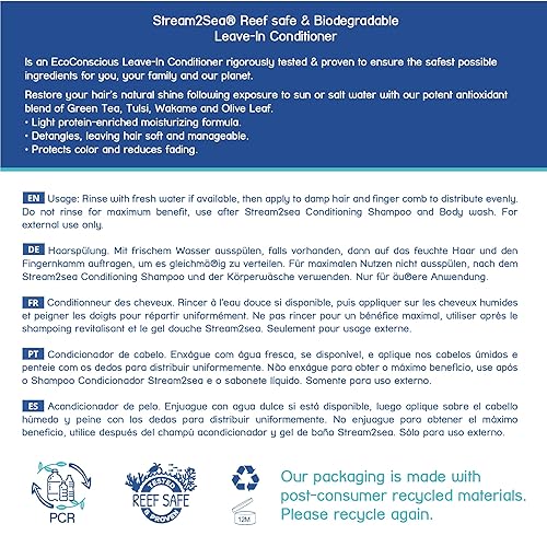 Miniatura 7 de STREAM 2 SEA Acondicionador sin enjuague, fórmula de acondicionador para cabello seco y dañado, 32 onzas sin parabenos, desenredante con protección