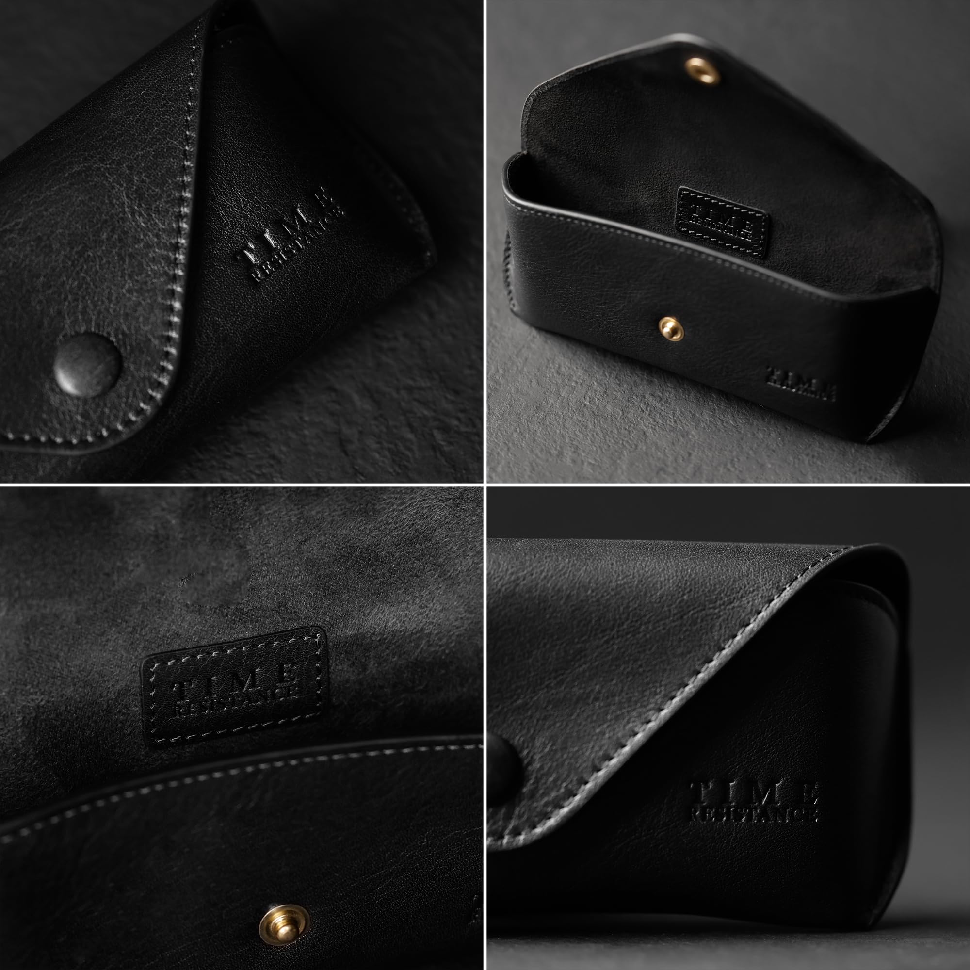 Time Resistance Estuche para Gafas de Cuero – Funda Rígida de Cuero para Gafas – Estuche para Gafas de Sol Hecho a Mano en Italia