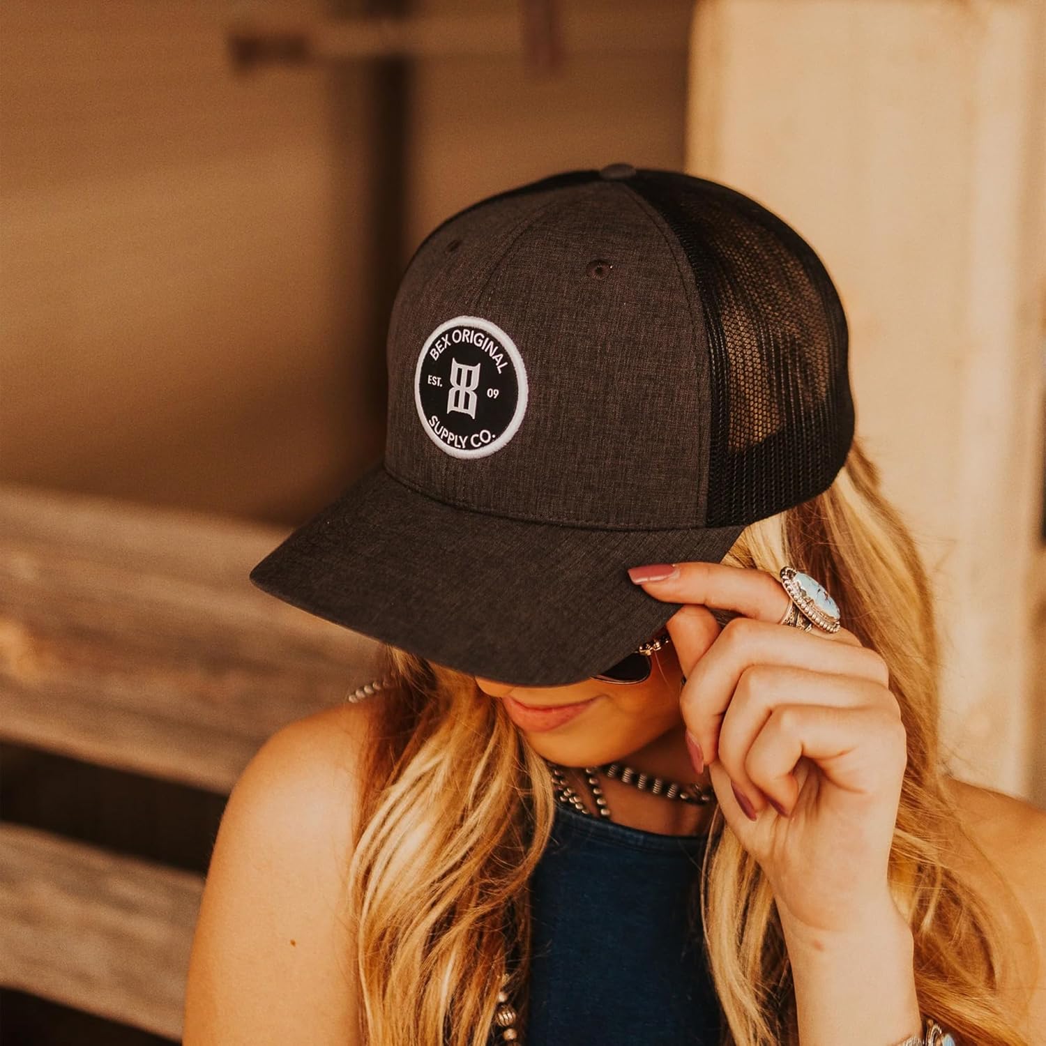 BEX Bosc Trucker Hat - 6-Panel Snapback Cap with Mesh Back Adjustable Structured Baseball Cap | Unisex Outdoor Casual Hat