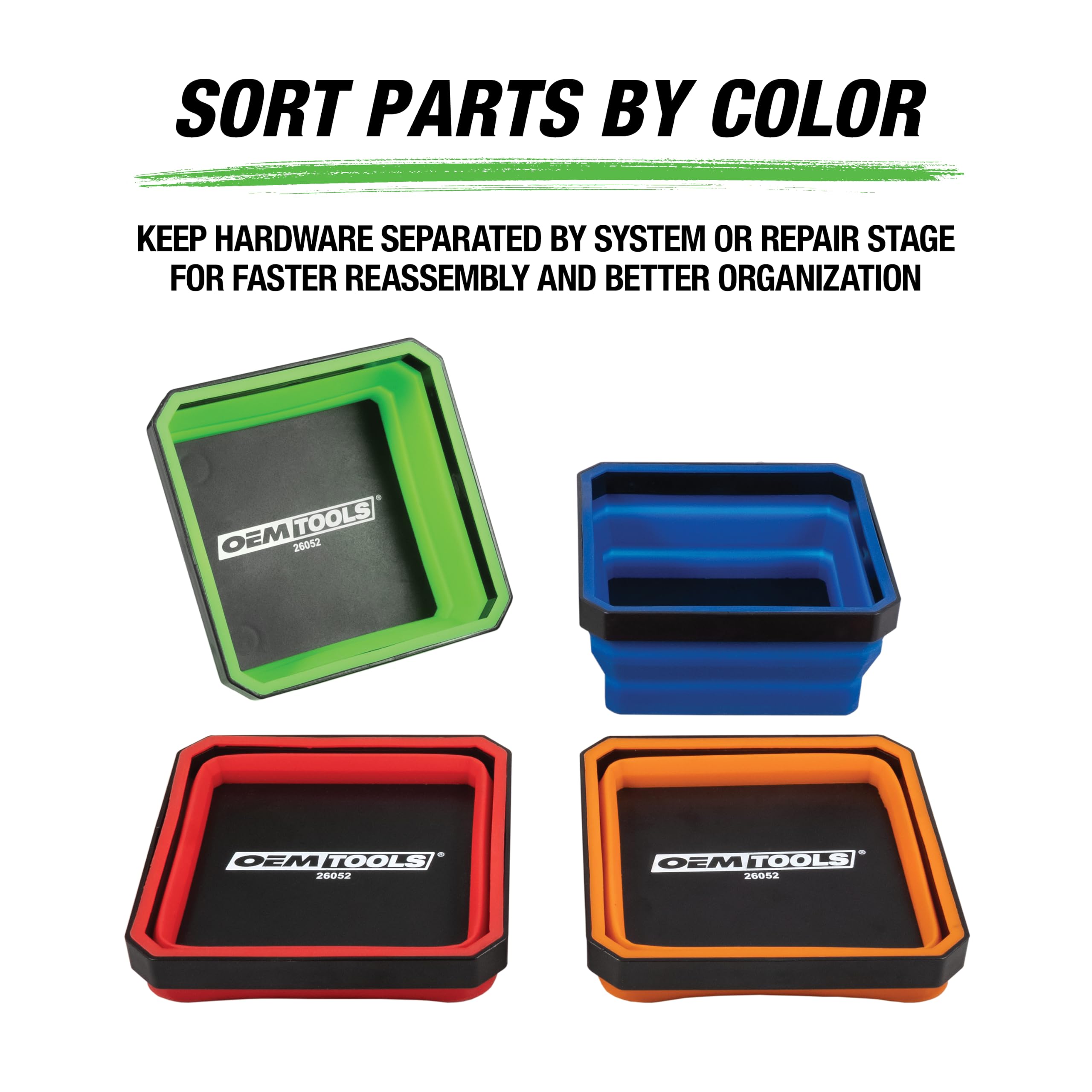 OEMTOOLS Magnetic Tool Trays - 4-Pc Set -4 OEMTOOLS Magnetic Tool Trays - 4-Pc Set -4