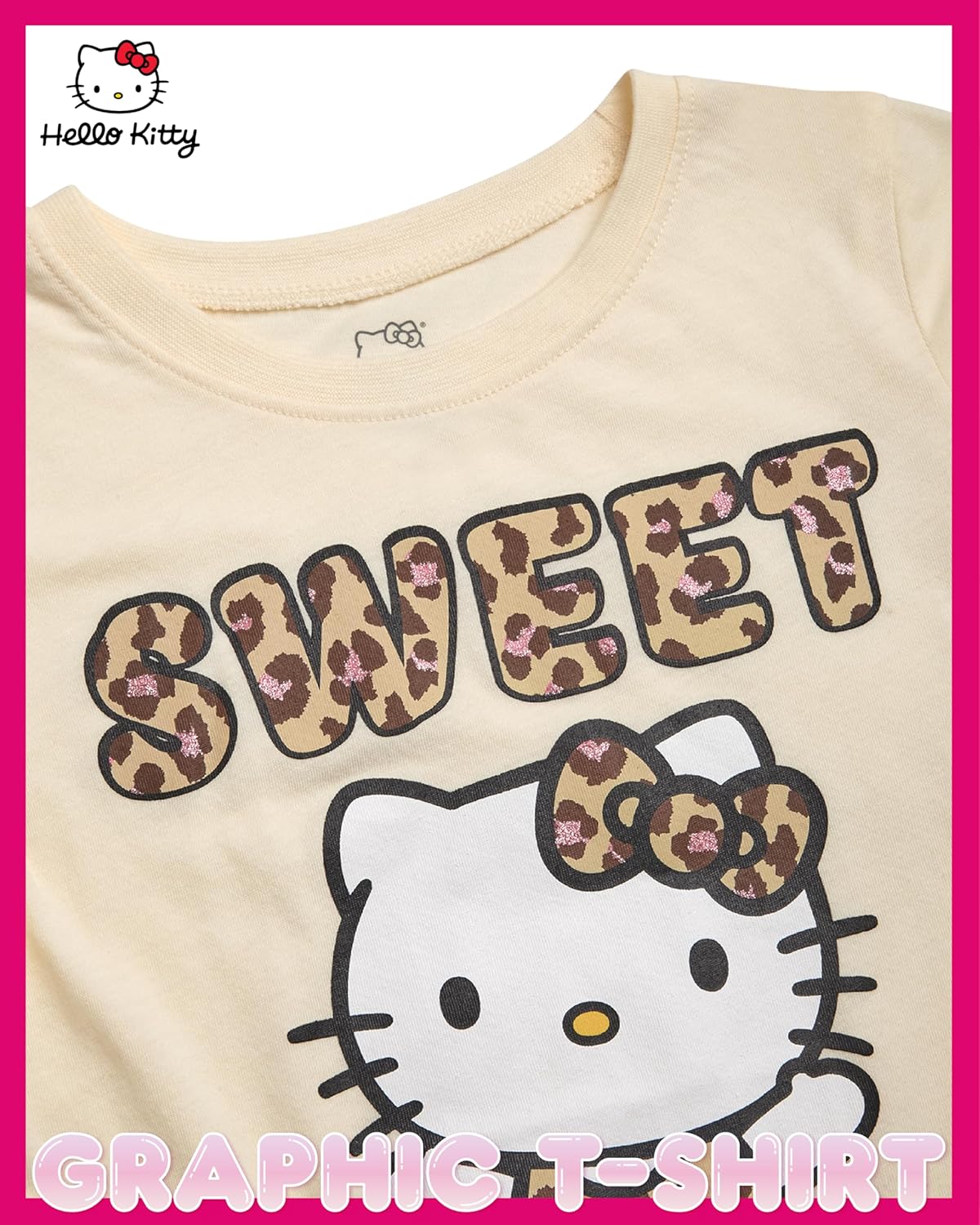 Hello Kitty Girls Shirts - Short Sleeve Cute Casual Crewneck Graphic Tees Shirts for Girls Tops T-Shirt (Sizes: 4-12) - Image 2