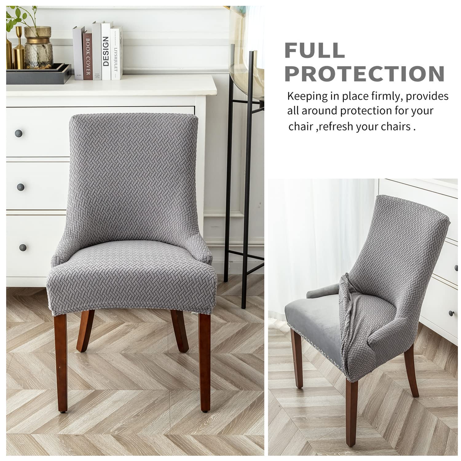Wingback Dining Chair Covers, High Stretch Wing Chair Slipcover Chair Protector Seat Cover - Image 3