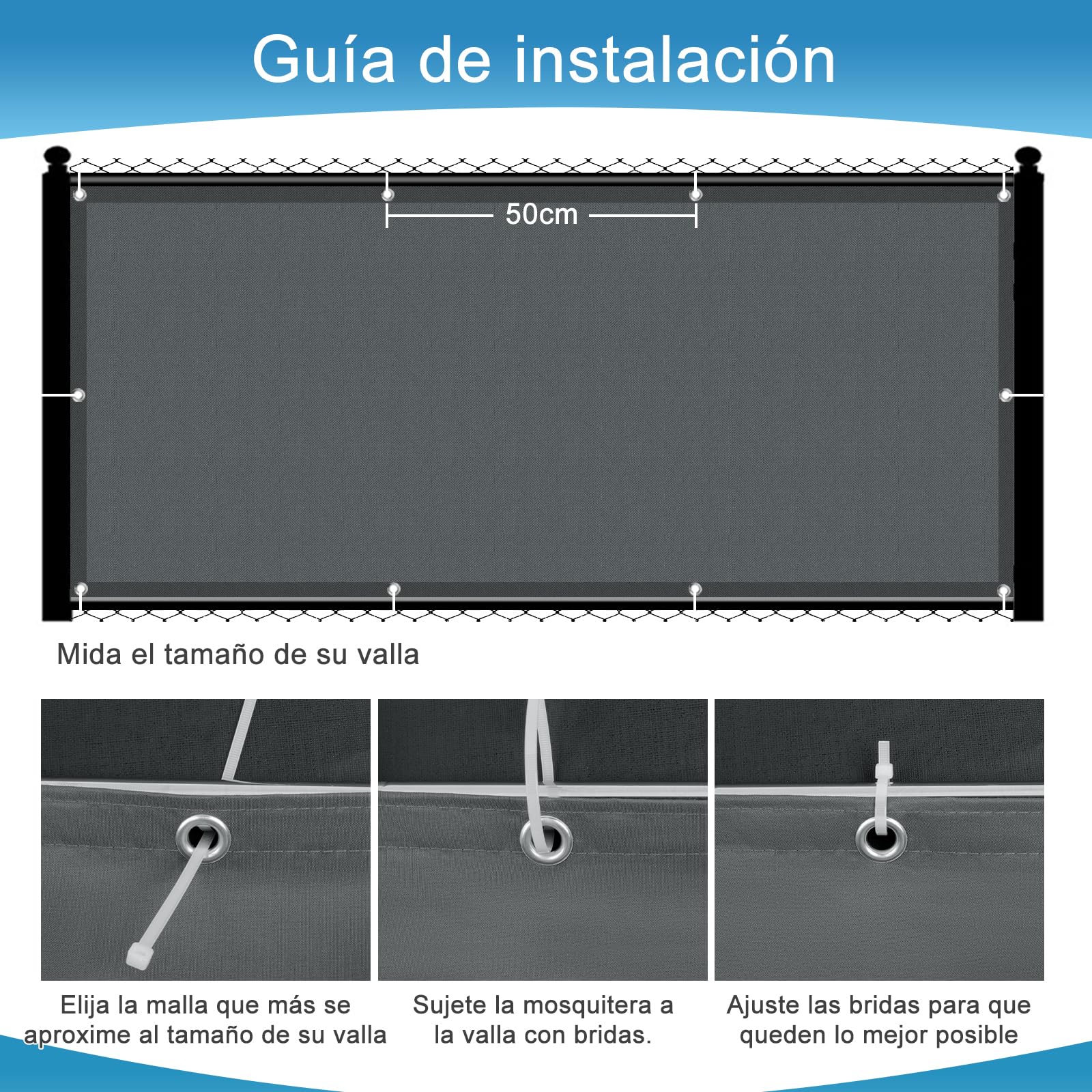 SUNNY GUARD Pantalla Privacidad Balcón 100x600cm Ocultacion Balcon Impermeable,a Prueba de Viento y con Protección UV para Exteriores,Incluye Cables de Instalación,Antracita Oscuro