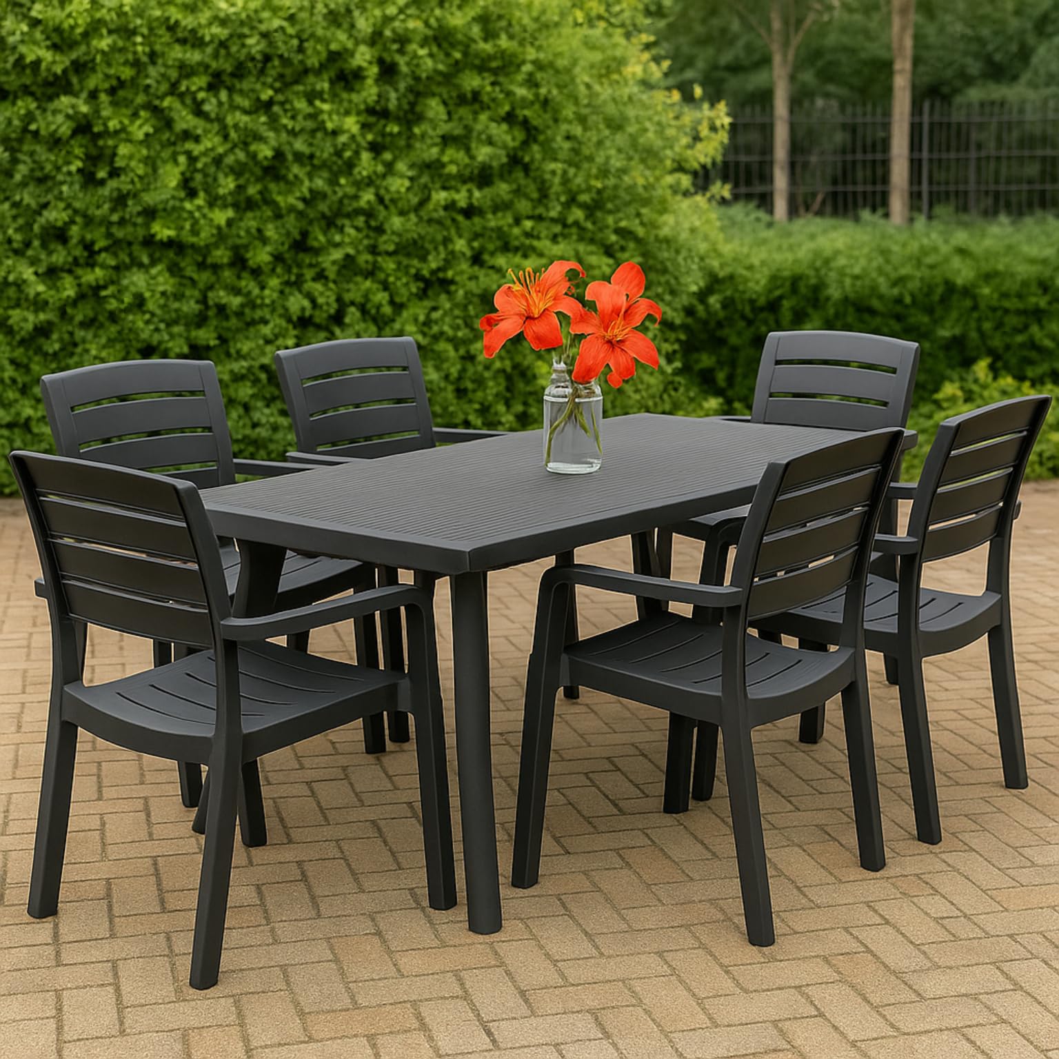 Oaknest Supreme Bison 6-Seater Dining Table in Classic Black