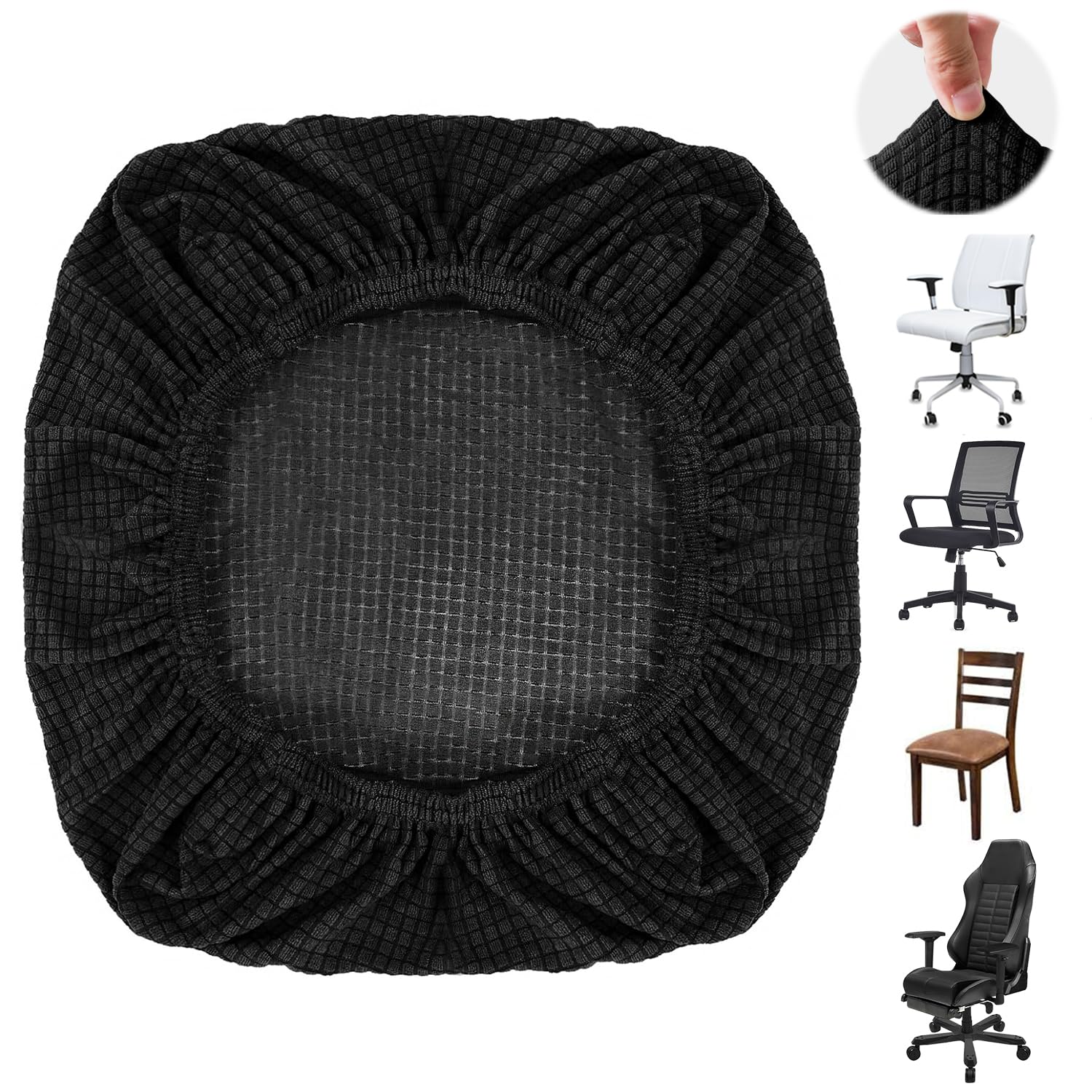 FAELNK Funda para Silla de Oficina 38-52 cm Funda Elástica Silla Modernas Estilo Simplista Universal Funda de Asiento sin Respaldo para sillas de Oficina, Comedor, Bar