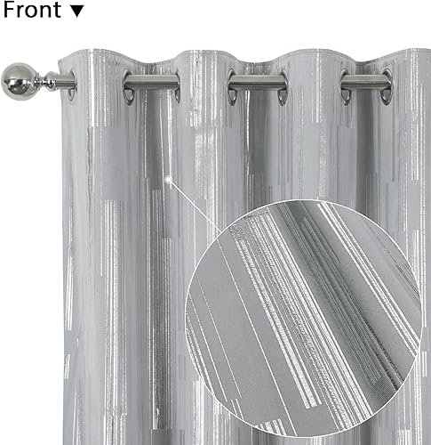 Miniatura 3 de always4u Cortinas de terciopelo suave de 108 pulgadas de largo con estampado de papel de aluminio de lujo, cortinas de ventana de eficiencia