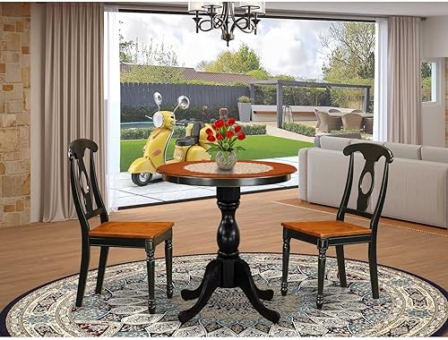 Miniatura 2 de East West Furniture ESKE3-BCH-W, pequeño, negro y cereza