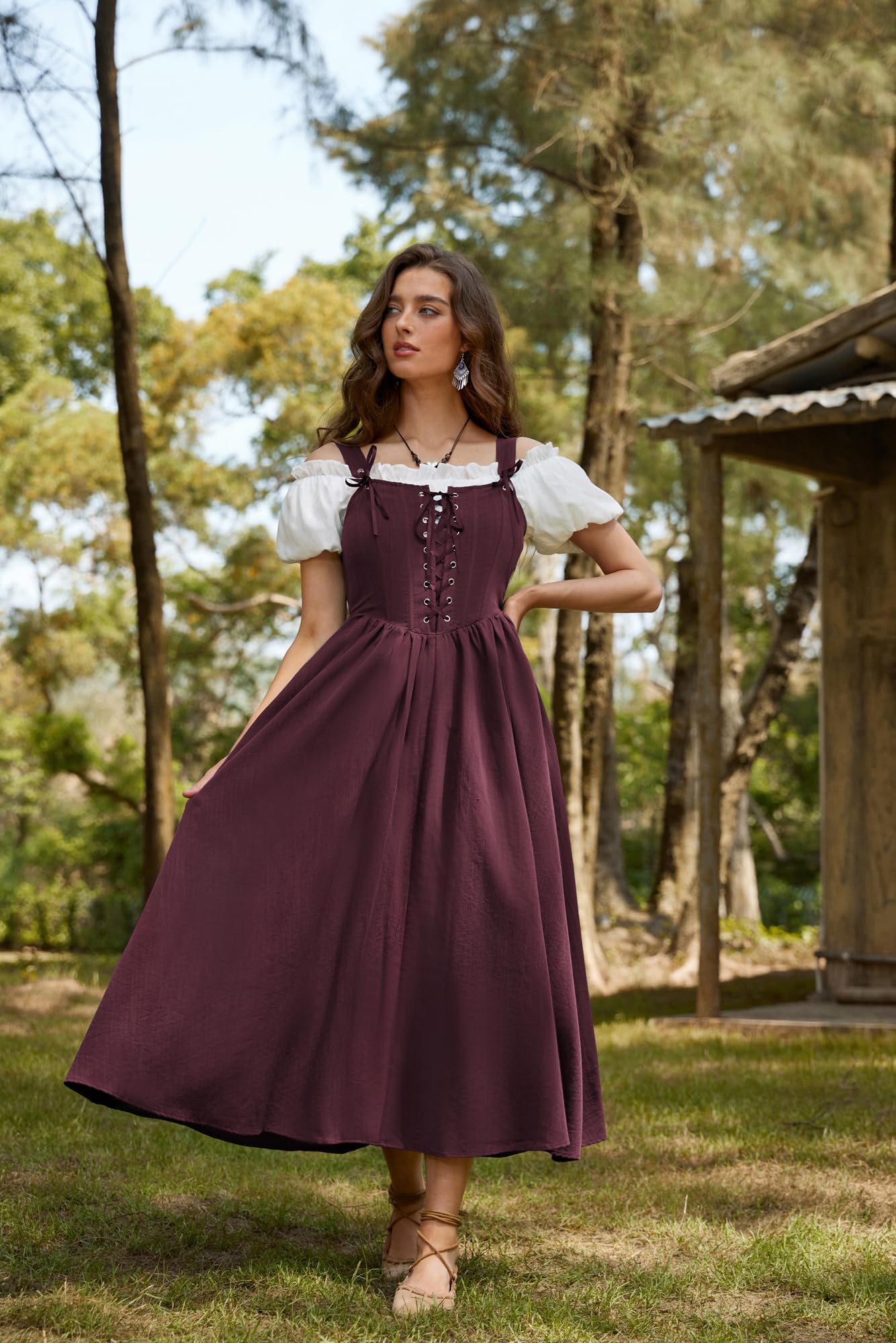 SCARLET DARKNESS Robe corset Renaissance sans manches à lacets pour femme