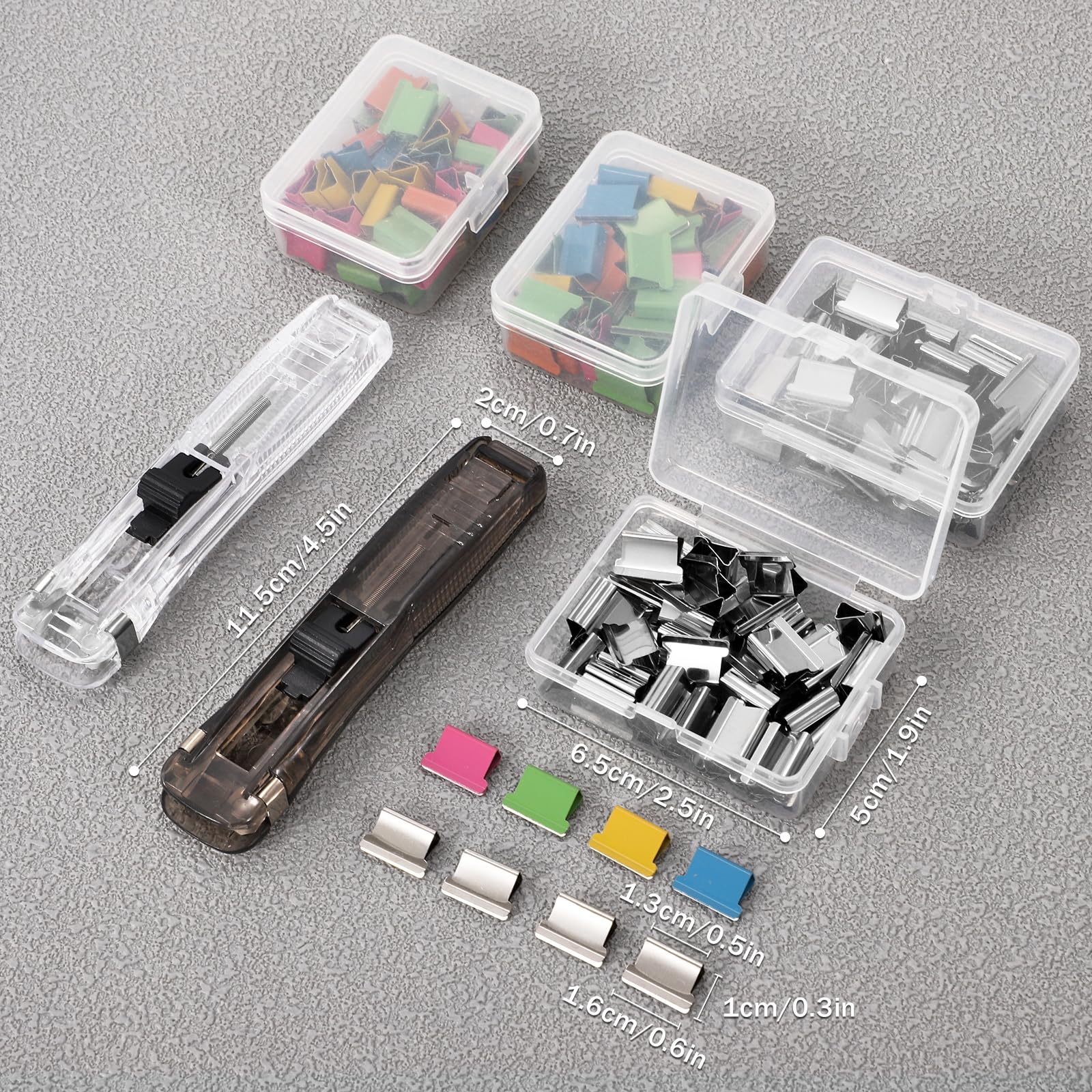 Cucitrice a Spinta 2 Pezzi Dispenser Di Clip Con 200 Punti in Acciaio Inox Riutilizzabile Per Fissare Fogli Sciolti