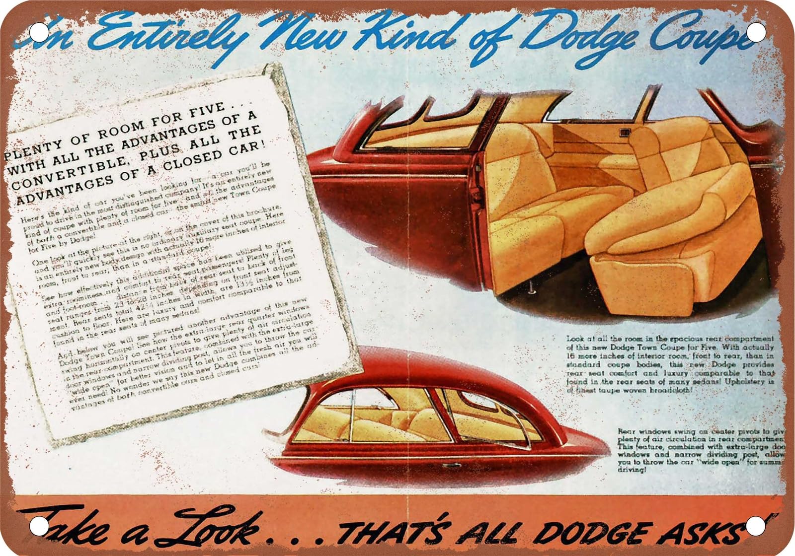 Miaomansenstore Metal Sign - 1939 Dodge Vintage Ad 01 - Old Retro Rusty Look Home Decor