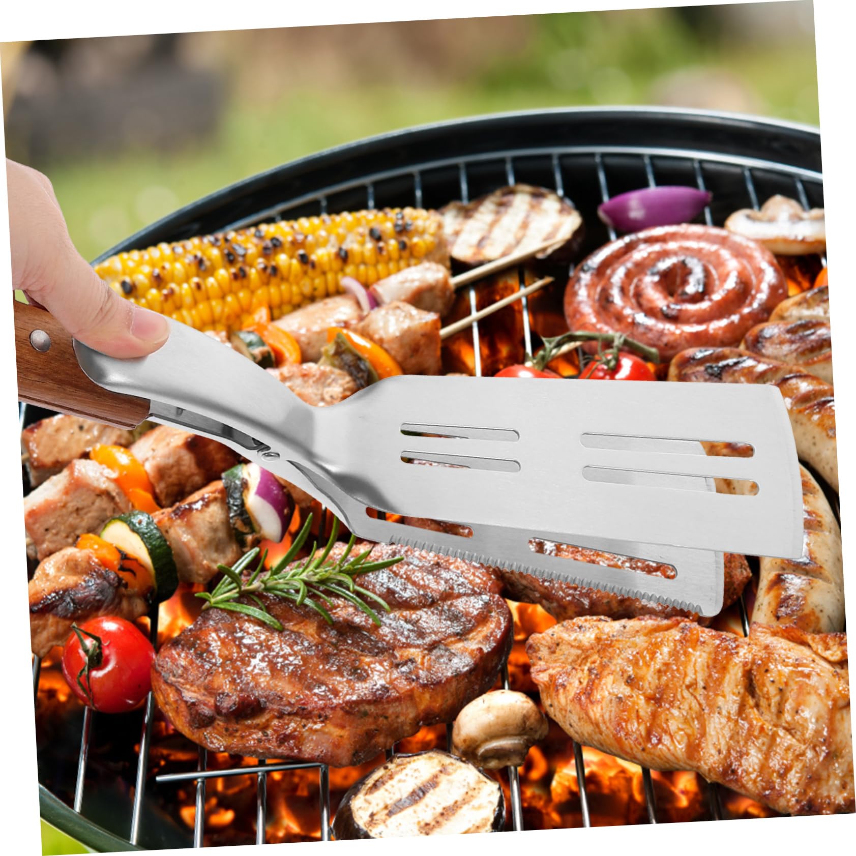 Ciieeo Lot De 3 Pinces À Aliments En Acier Inoxydable Avec Manche En Bois Pour Plats Et Assiettes Pour Aliments Chauds - Outil Anti-brûlure