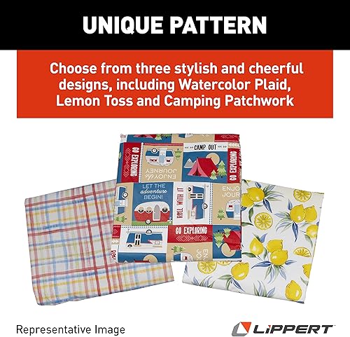 Miniatura 8 de Lippert Juego de manteles de vinilo para camping y picnic con material 100% PEVA, tela impermeable y resistente a las manchas