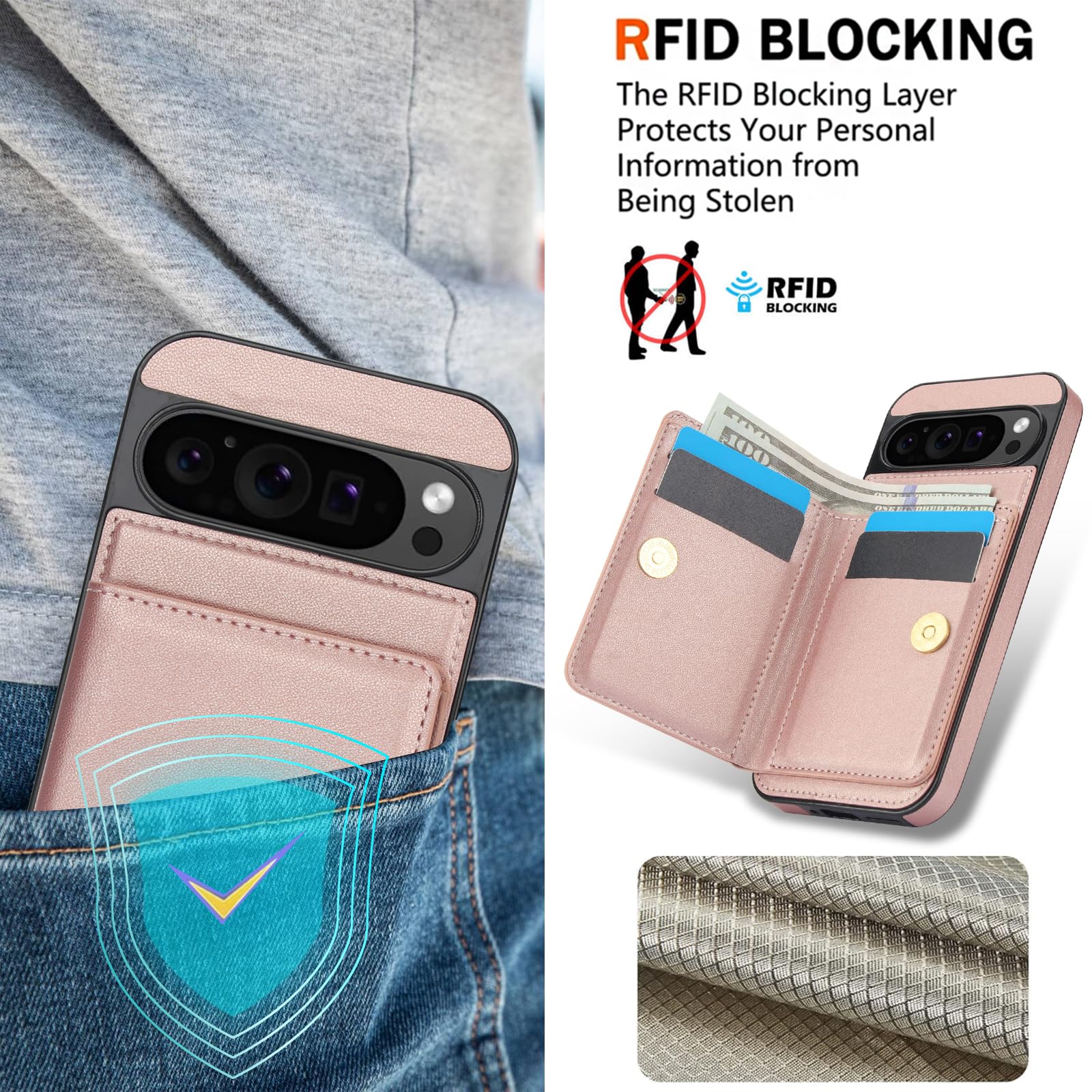 XYZNTMF Custodia a portafoglio per Google Pixel 9 Pro con porta carte di credito antiurto in pelle PU con chiusura magnetica per auto custodia protettiva per Google Pixel 9 Pro, ciano