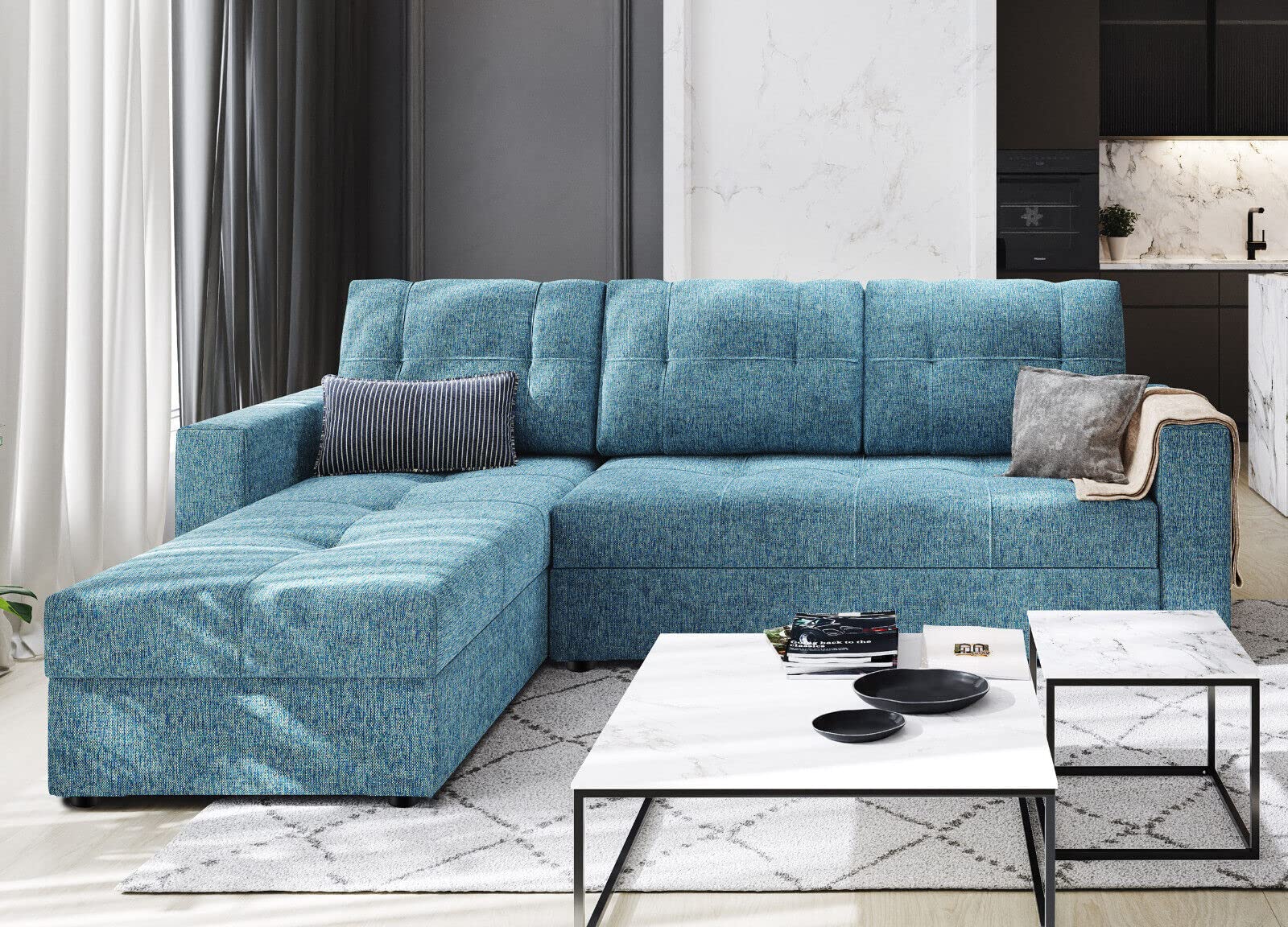 Buy Sofa Bed, L Shape Corner Sofa Bed with Storage Convertible Left