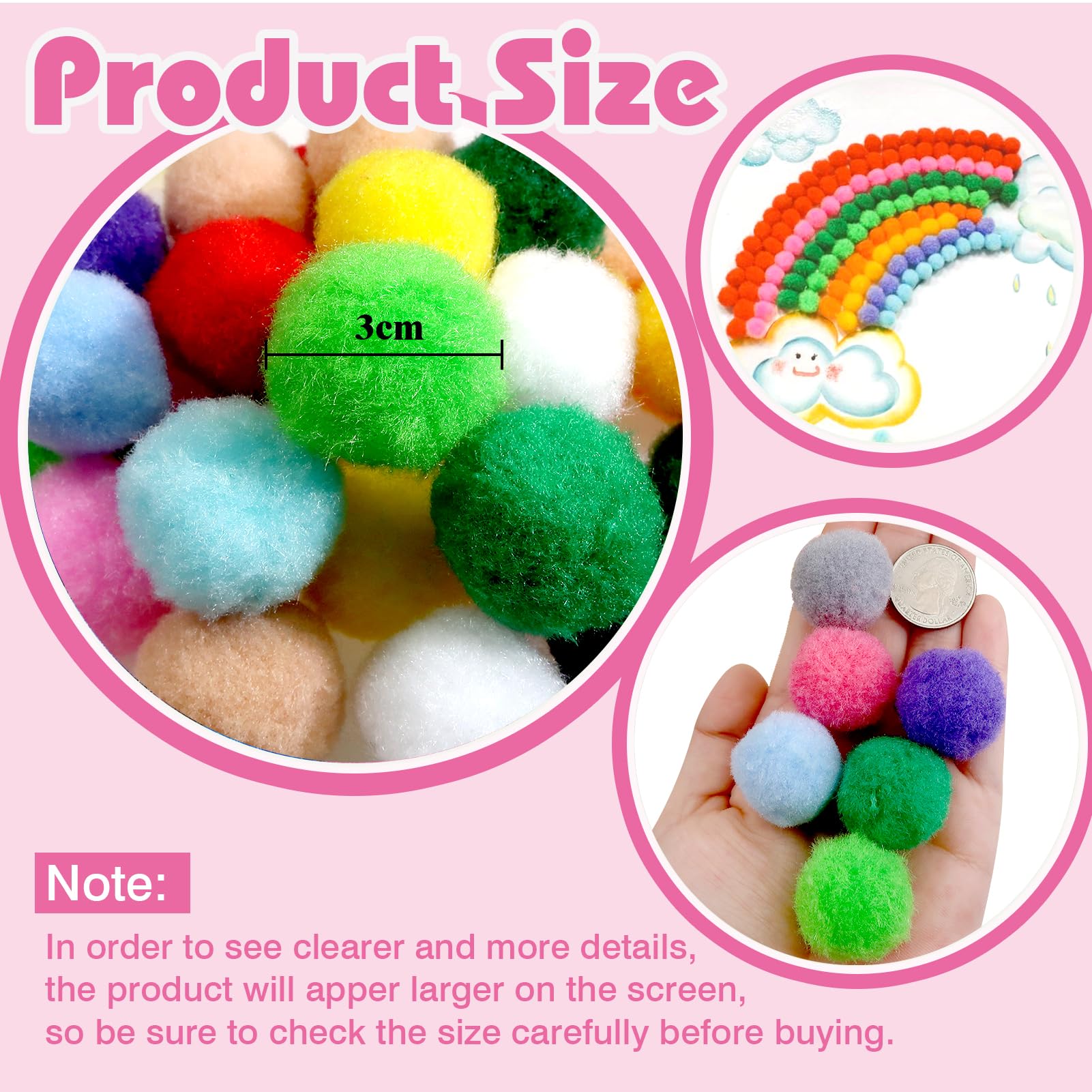Loisirs Créatifs TOAOB 30pcs Craft Pompoms Loisirs Creatifs 15 Couleur 4 Cm Fournitures De Loisirs Créatifs