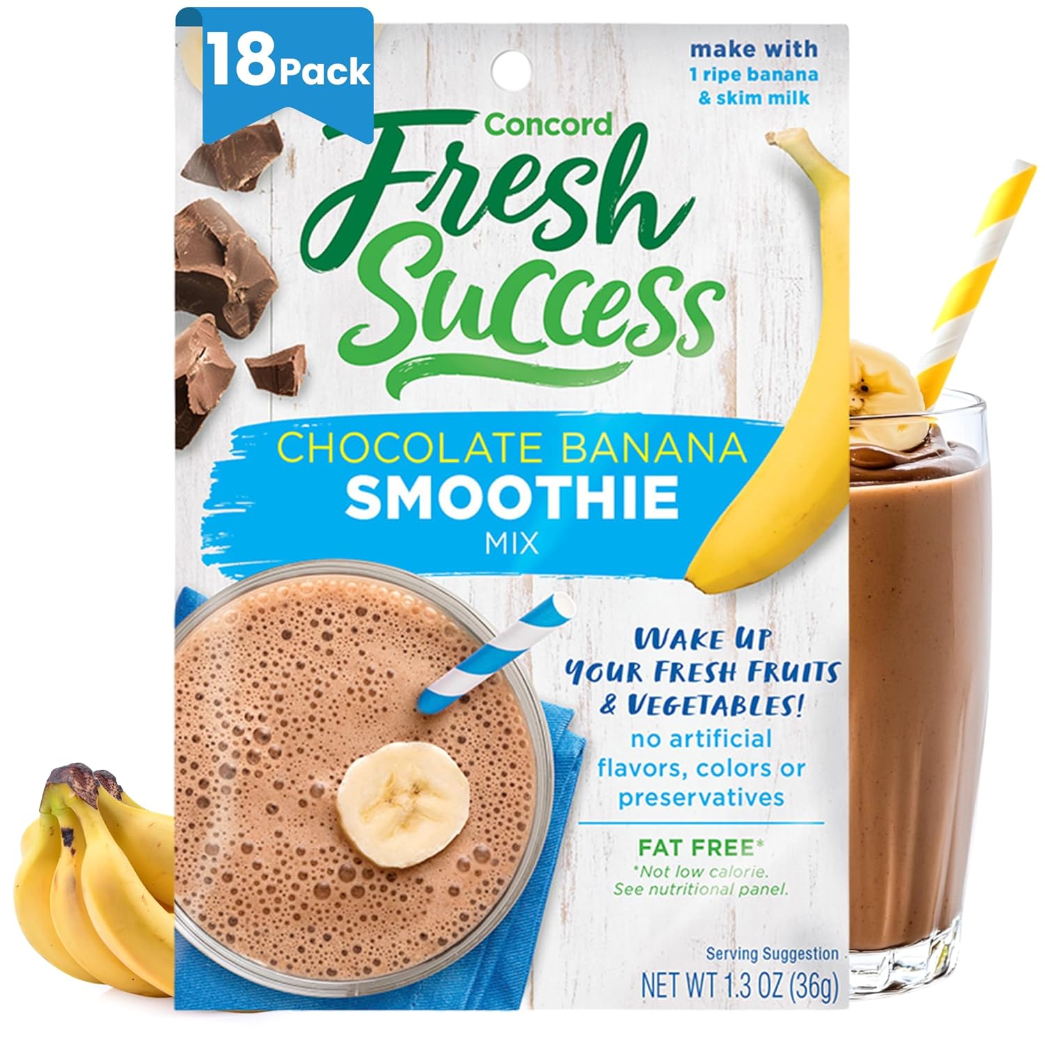 Concord Foods Tropical Pineapple Smoothie Mix, 2-Ounce Pouch (VALUE Pack of 18 Pouches)