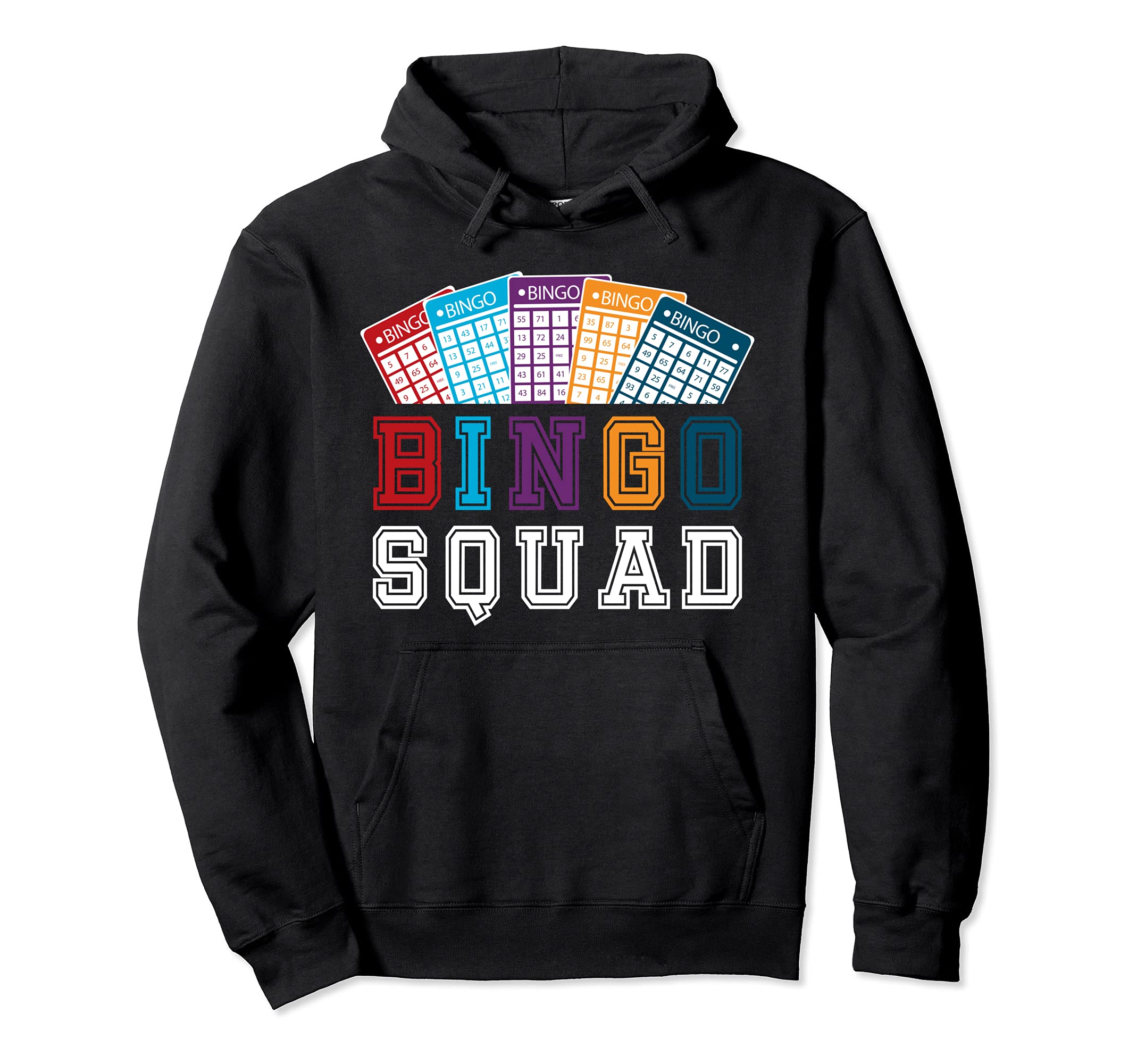 Funny Lottery Gambling Bingo Player Bingo Squad Gift Bingo Pullover Hoodie, Black