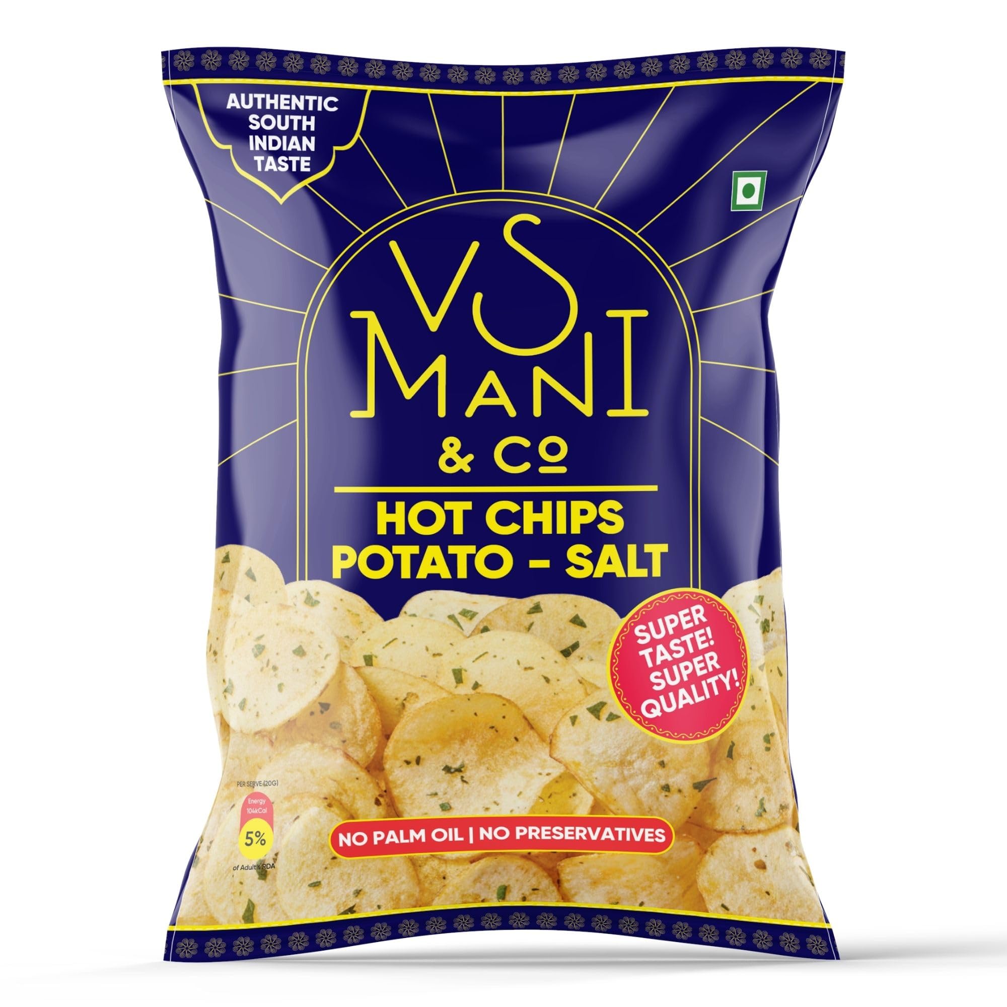 VS Mani & Co. Potato Hot Chips Salt, No Palm Oil, South Indian Hot Chips With Curry Leaf, Pack of 1, 60g-image-37