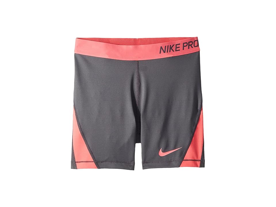 

Nike Kids Pro Short (Little Kids/Big Kids) (Dark Grey/Sea Coral/Sea Coral/Sea Coral) Girl's Shorts, Gray