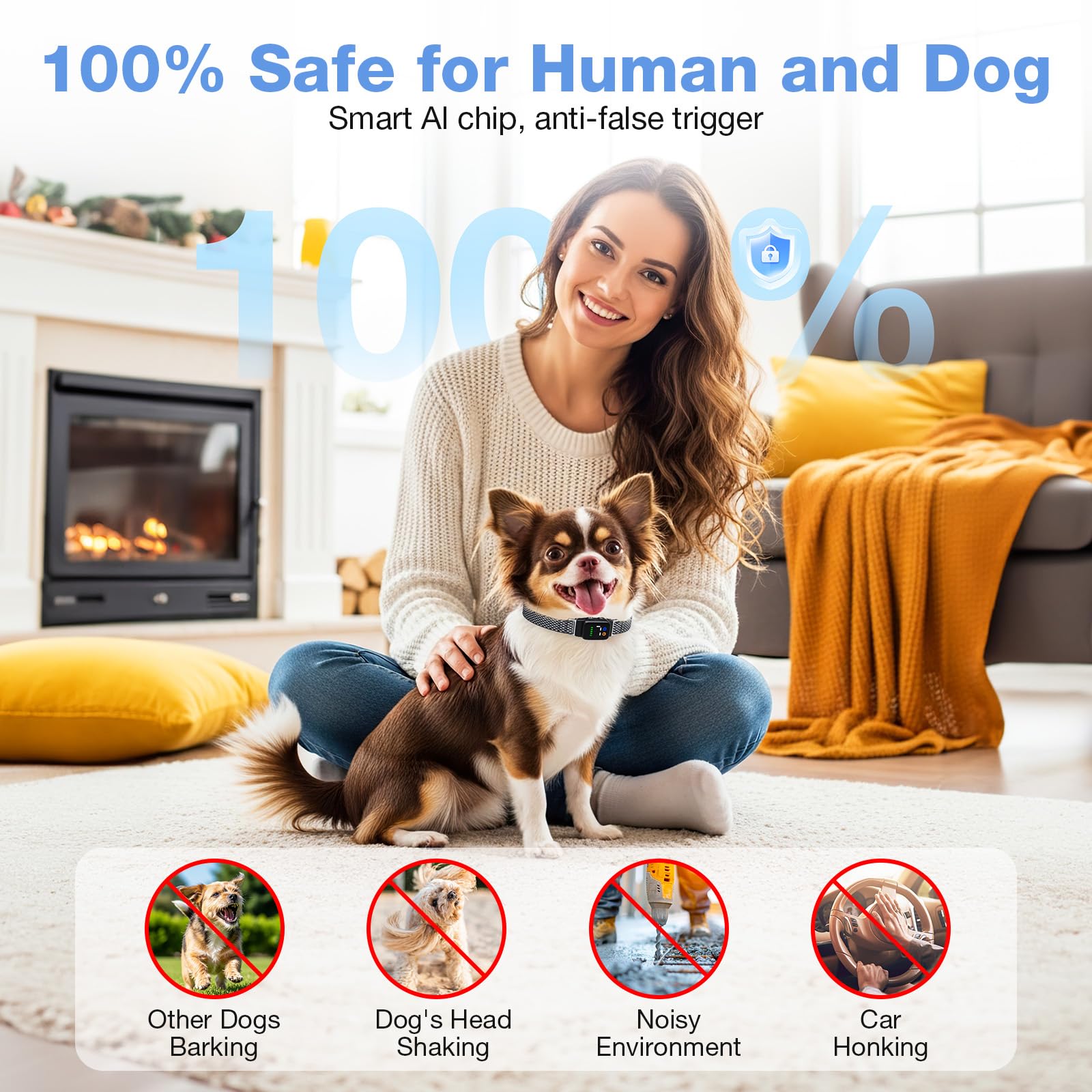 Collar Antiladridos para Perros - Collar Adiestramiento con 7 Niveles de Sensibilidad Ajustables, Recargable 3 Modos de Eficiente, Impermeable IP67 Cuello Perros Pequeños y Grandes (Gris)