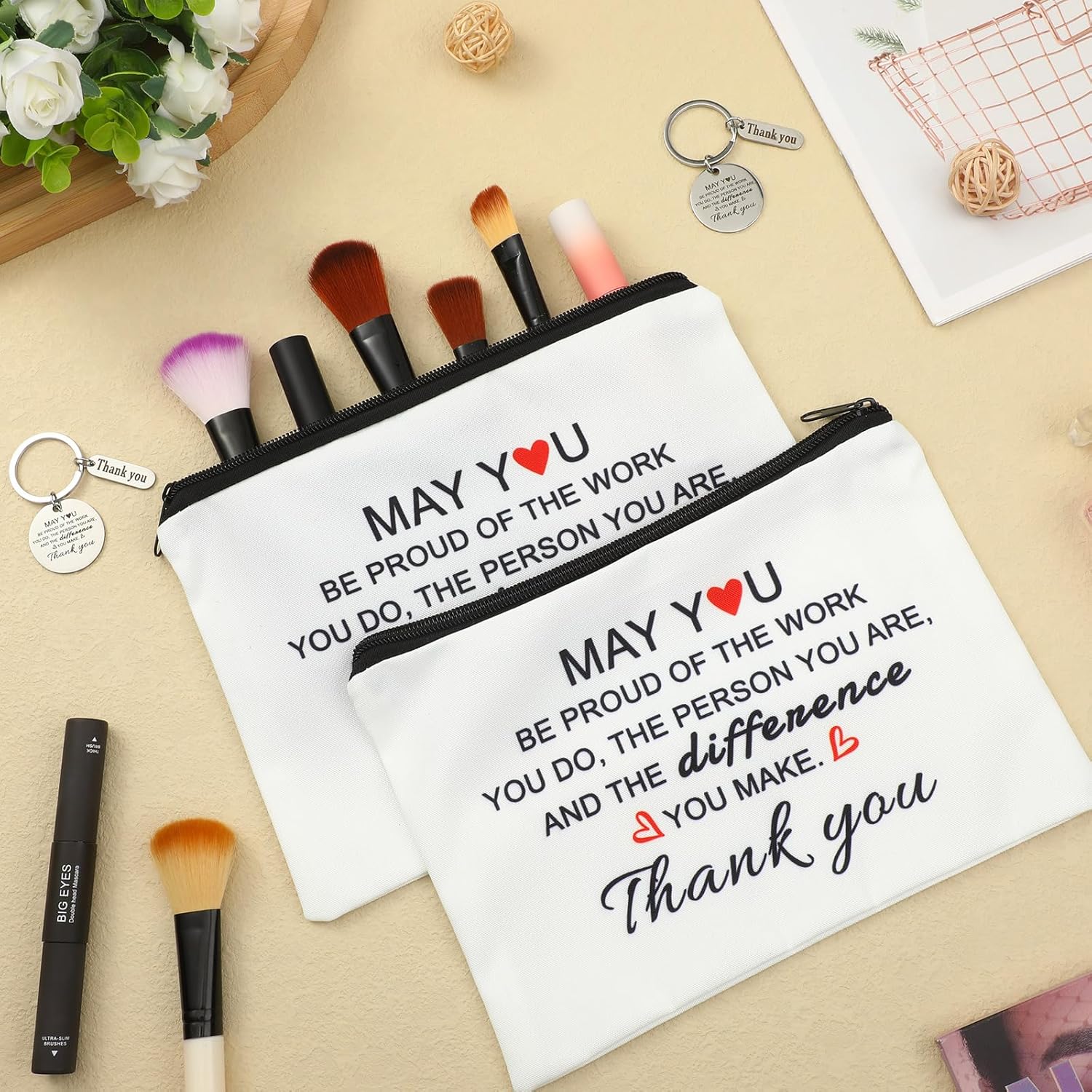 Talltalk 24 Pcs Cna Thank You Gifts Bulk for Women Cna Cosmetic Bags with Keychain Set Mother's Day Thank You Gift Nursing Assistant Week Gift Nurse Appreciation Gifts for Mom Nurse Team Employee