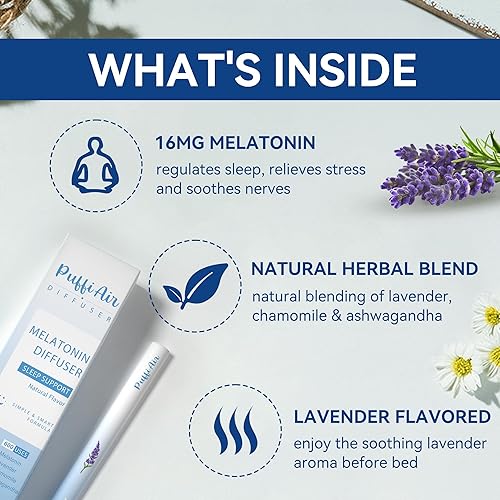 Miniatura 5 de Pluma de ansiedad de hierbas  Difusor de melatonina con lavanda, manzanilla y ashwagandha para apoyo del sueño y alivio del estrés  600 usos 2 barras