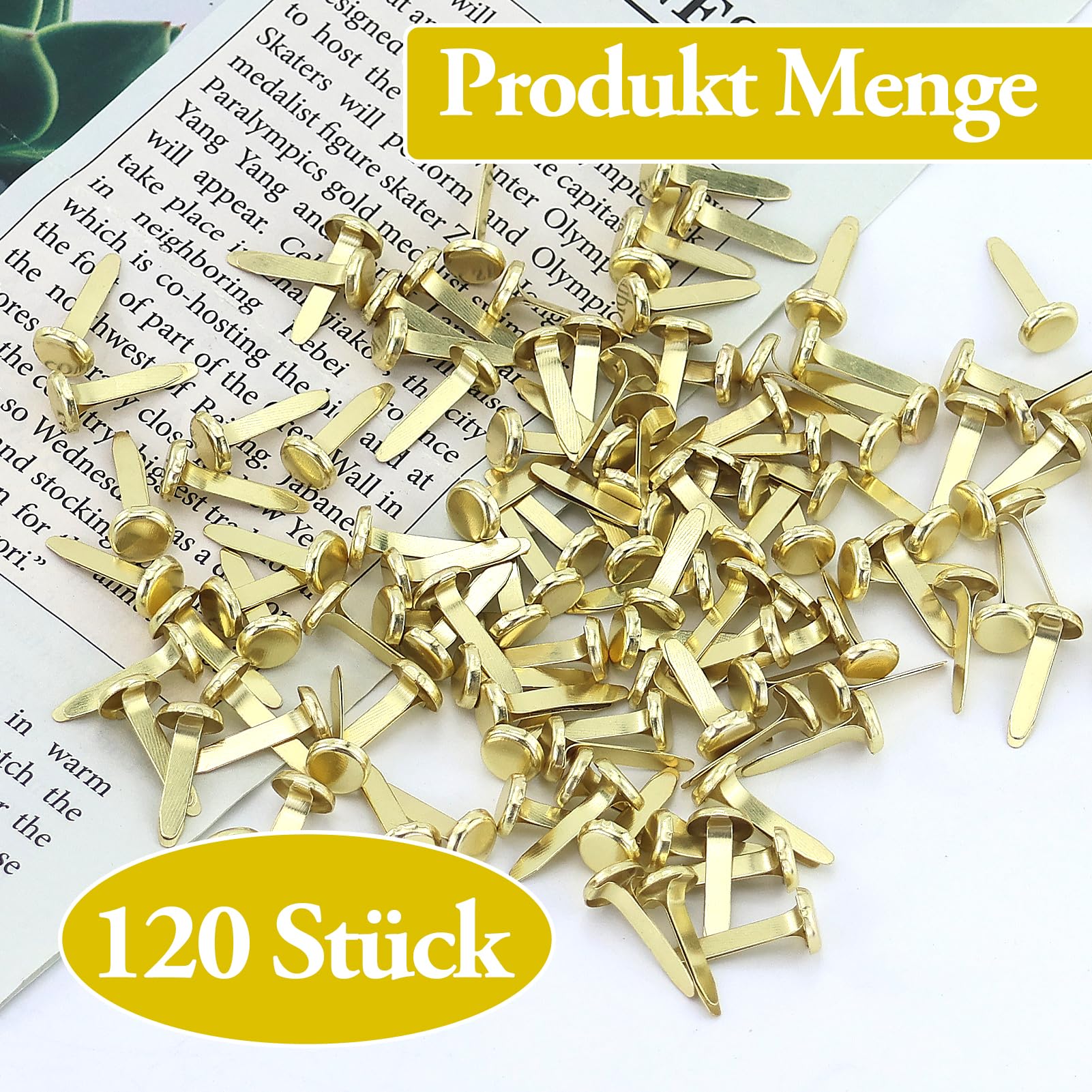 Mini Spille Dorate 120 Pezzi, Fermacampioni Piccoli per Carta, Oro, Forniture per Ufficio