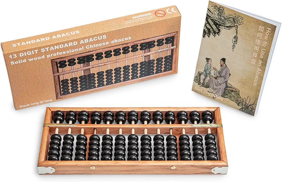 Digital Standard Abacus-28.5cm-Professional 13-Column Soroban Calculator (Functional and Educational Tool) Vintage-Style Chinese Wooden Abacus.