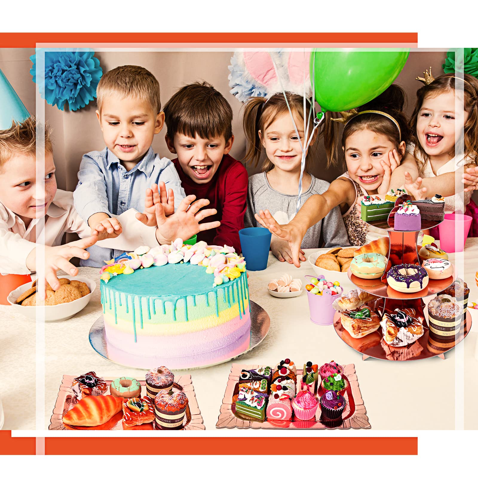 ROVSUN 7-teiliges Goldenes Kuchenständer-Set – Stylische Serviertürme Für Cupcakes, Desserts & Obst