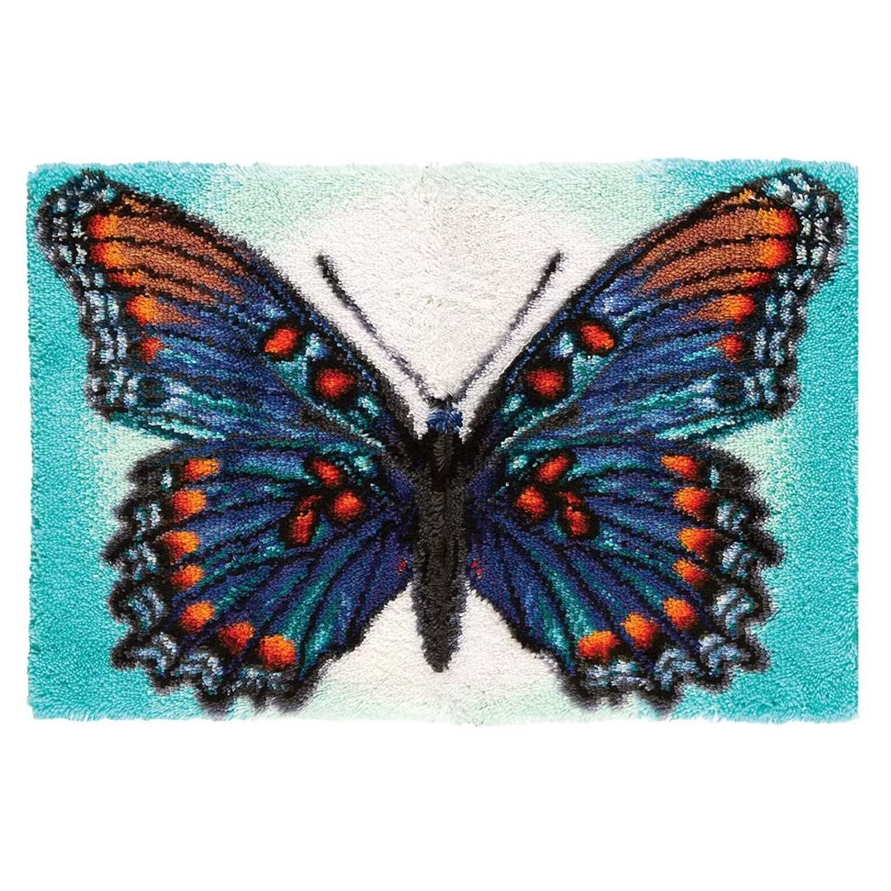 Latch Hook Kit for Adults & Kids Complete DIY Rug Making Craft Kits with Yarn & Canvas and Crochet Needle, Adult Craft Kits for Women, Relaxing Home Art Project - Colorful Butterflies 50x38cm — image 1