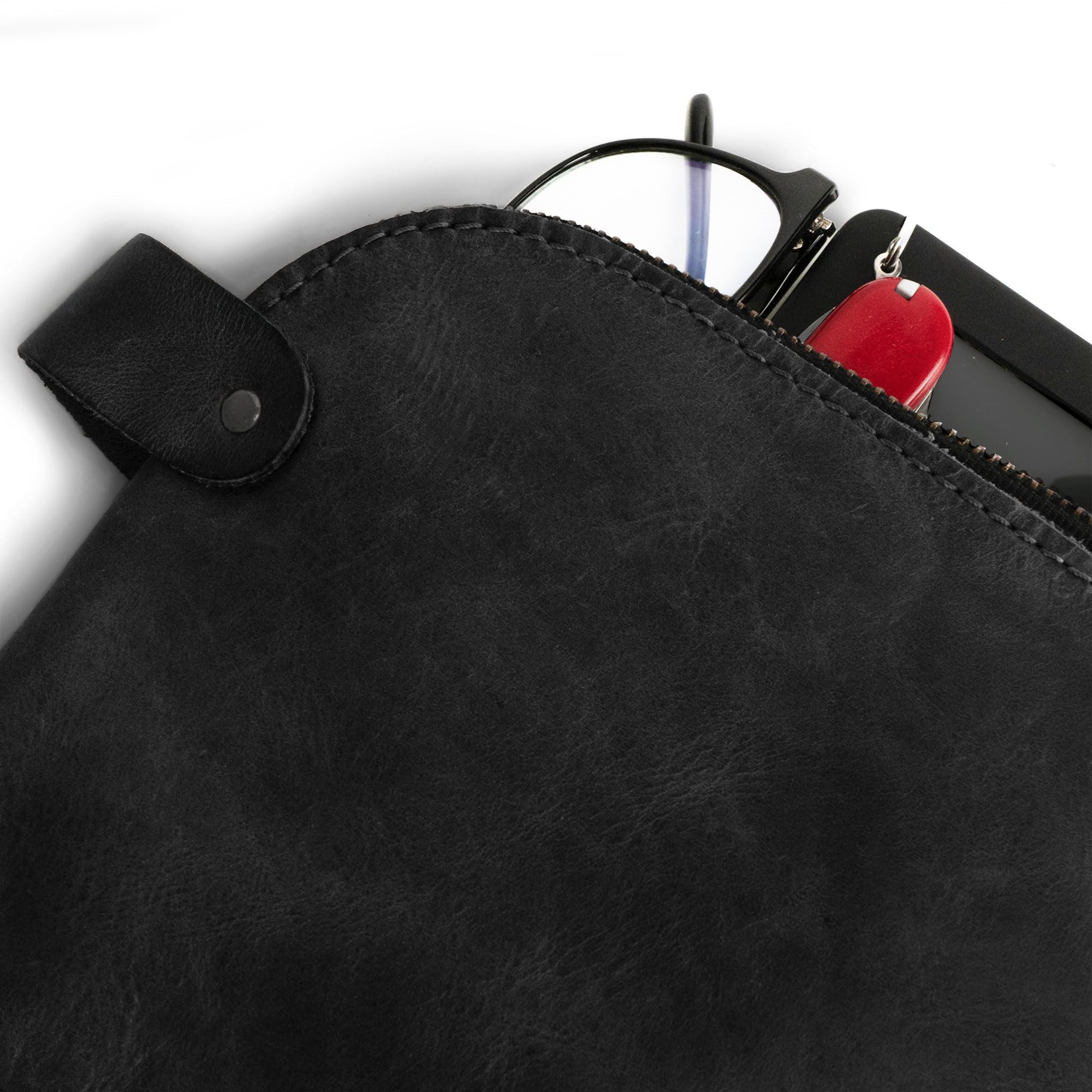 Grande per tutti gli usi Dopp Kit Utility Bag (corde, alimentatori, strumenti, scuola / articoli per ufficio) a mano di Hide & Bere :: nero carbone
