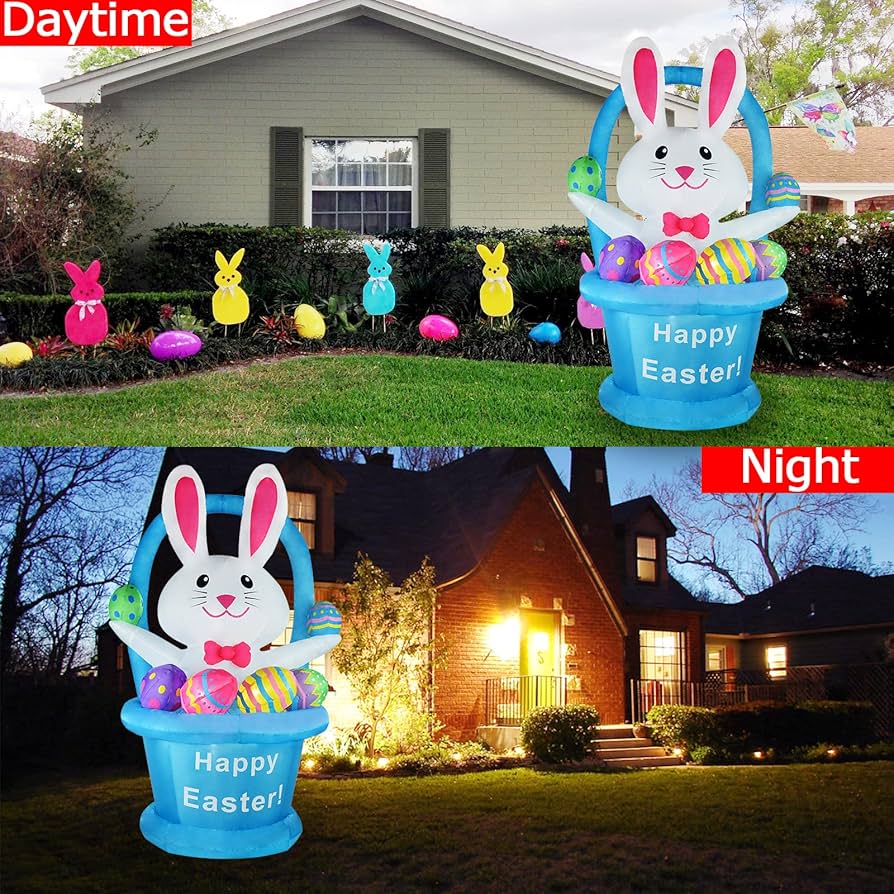 ZXSWONLY 5FT Easter Inflatables Outdoor Decorations Bunny