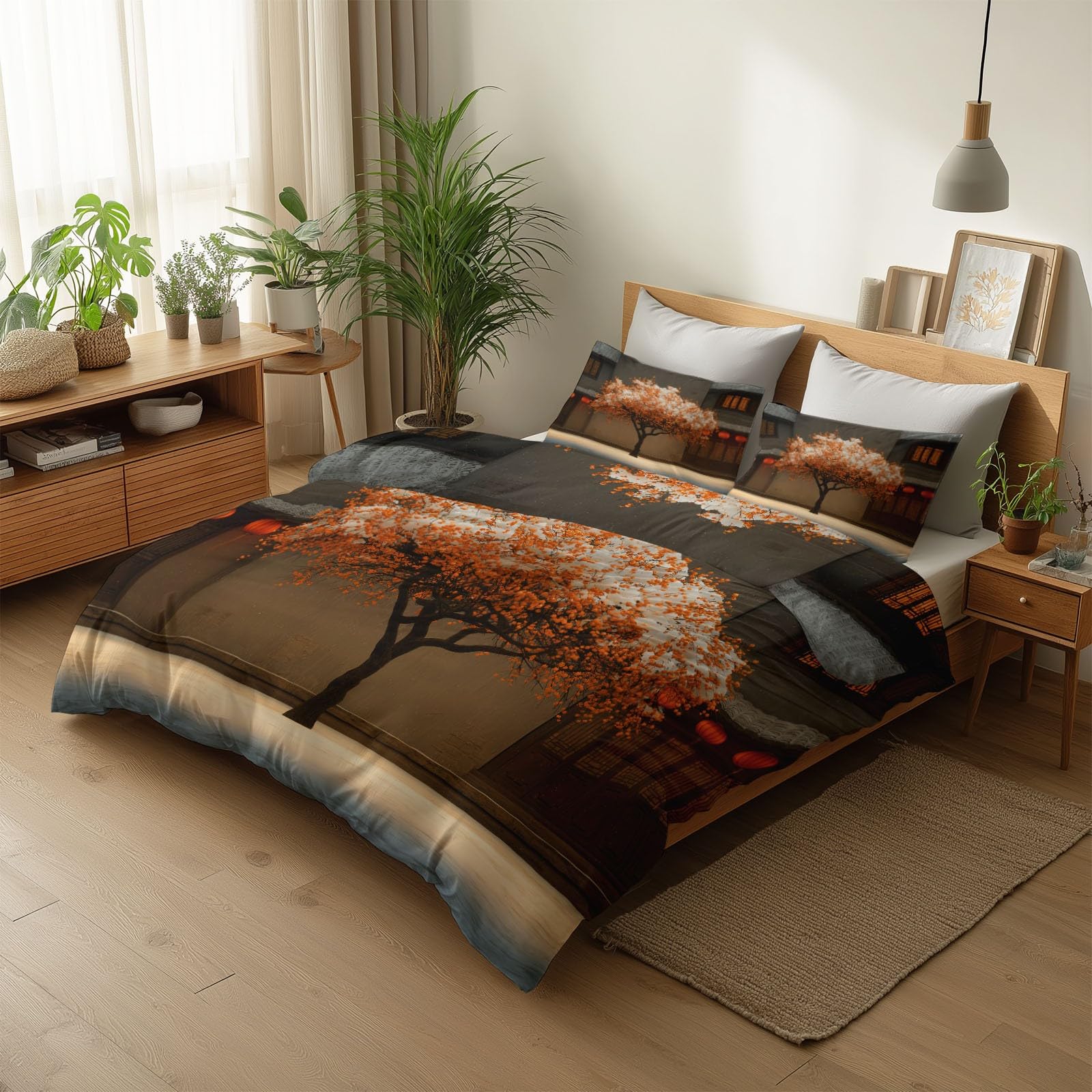 Generisch Komplet pościeli 3D, z mikrofibry, poszewka na poduszkę, 200 x 200 cm, z mikrofibry, z 2 poszewkami na poduszkę, 80 x 80 cm, ciemnożółta, miękka, oddychająca, na wszystkie pory roku