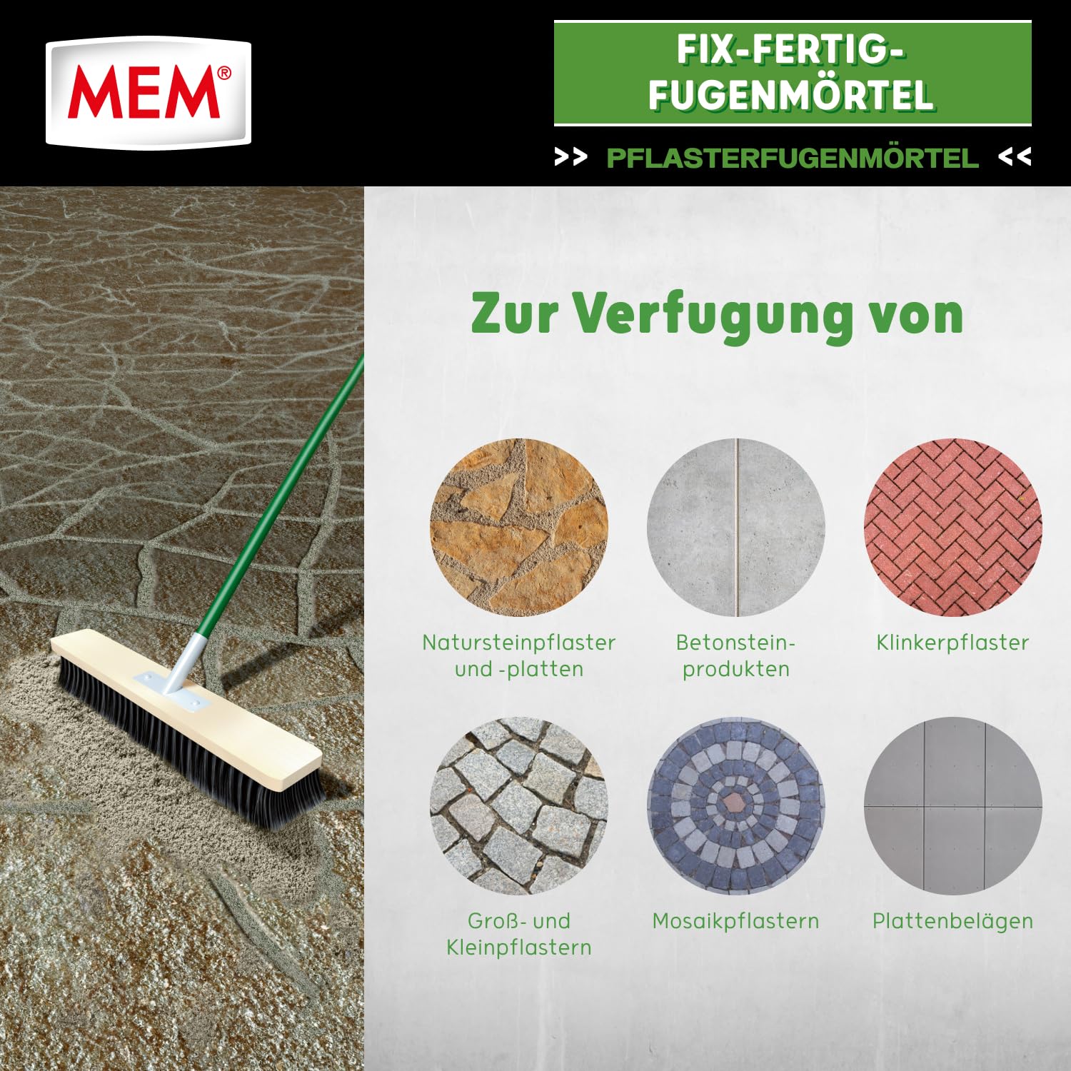 MEM Fix-Fertig-Fugenmörtel, Witterungsbeständig, Anwendungsfertig, Gegen Unkrautbewuchs, Steingrau, 12,5 kg