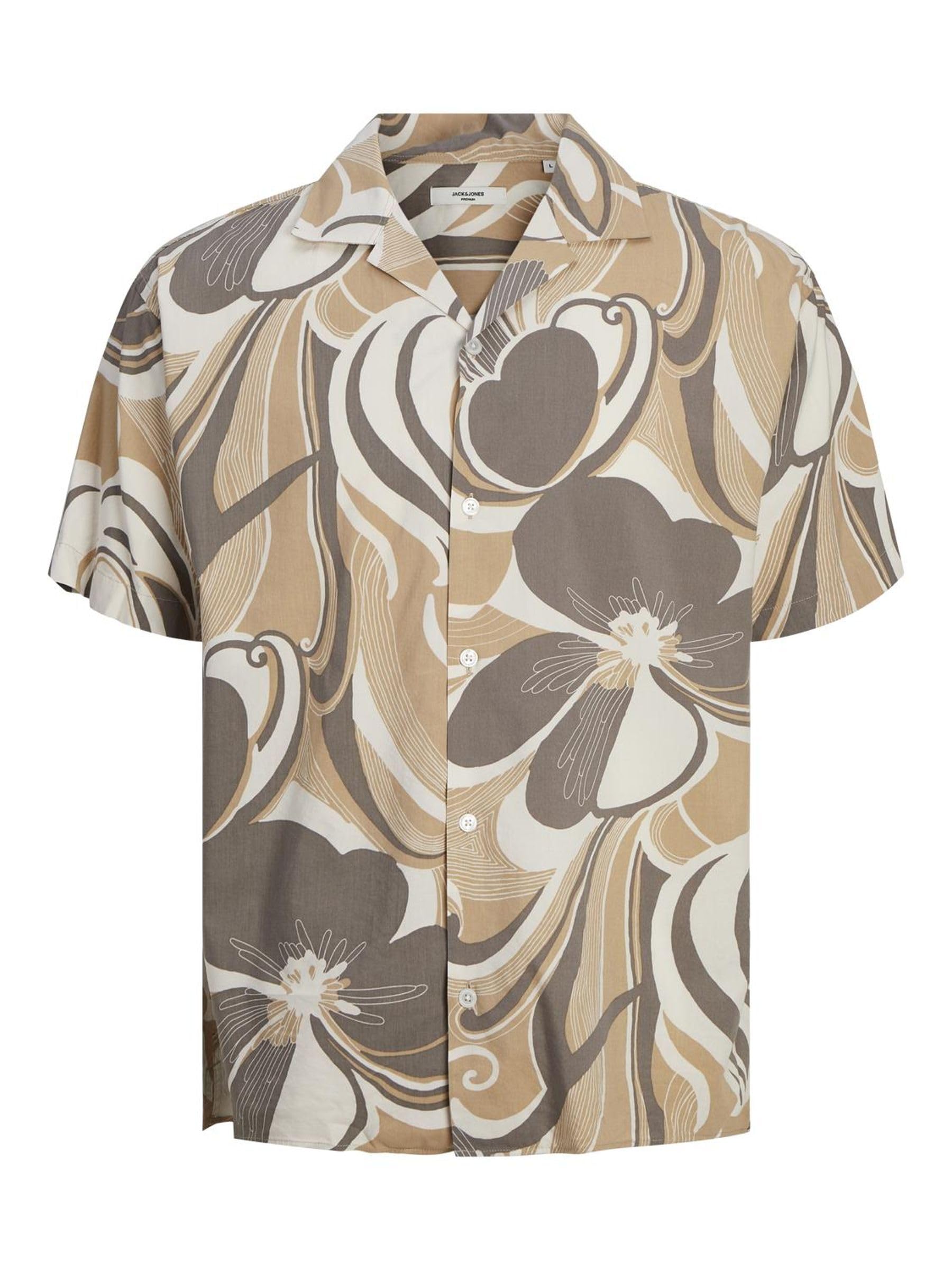 JACK & JONES Herren Jprblapalma Resort Shirt S/S Sn Freizeithemd 12252948,Travertine,M