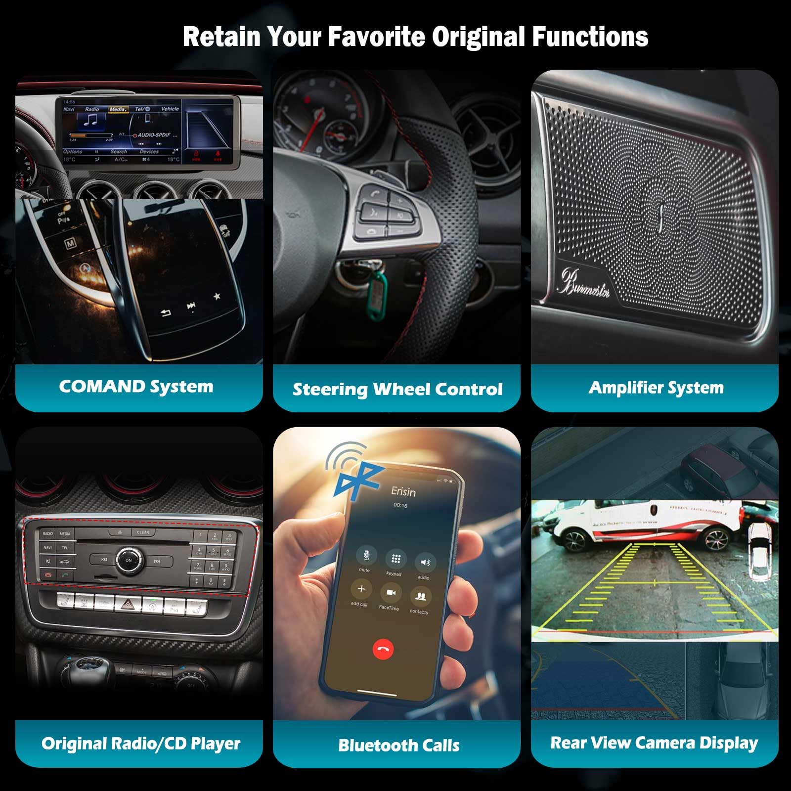 Erisin 12,3" Qualcomm 8GB+128GB Android 14 Radio Coche Bluetooth GPS Navegador para Mercedes Benz Clase B W246 NTG 5.0/5.1/5.2 Estéreo CarPlay Android Auto WiFi 4G DSP Dab+ USB Pantalla IPS Canbus