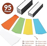 Vista 4 de 25 Pack C Channel Magnetic Label Holders 5x1.5 with 50 White Card Inserts, 25 Clear Plastic Protectors and Bonus 20 Colorful Cardstock Inserts in