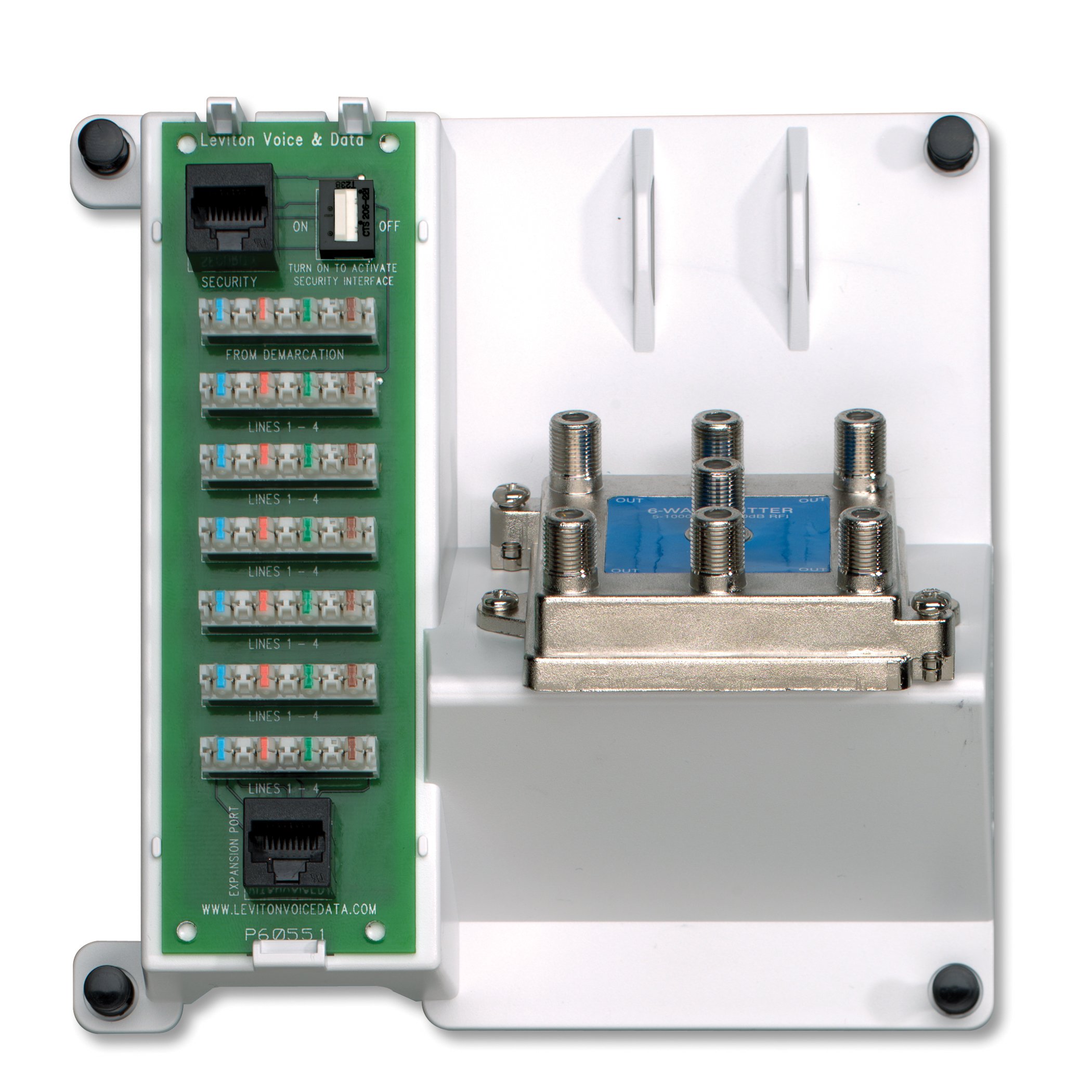 Leviton 47603-TSV répartiteur vidéo 6 voies et module téléphone pour optimiser le réseau domestique