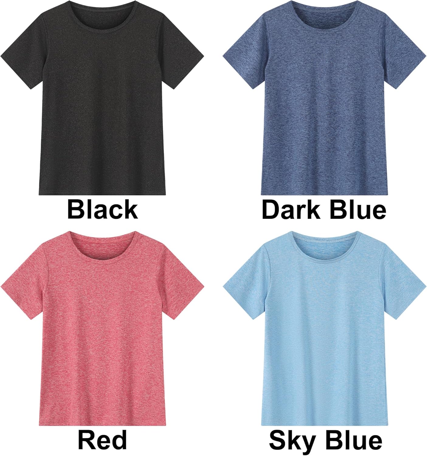 4 Pack Boys T Shirts Short Sleeve Shirts for Kids Youth Athletic Tops Quick Dry Moisture Wicking (Age 6-16Y) - Image 3