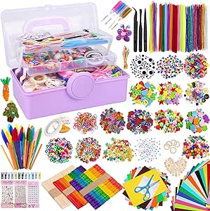 VLUINANI 3000 stuks knutselsets voor kinderen DIY kunst- en knutselbenodigdheden set met pijpenragers knutseldoos kleuterschool thuisonderwijs speelgoed cadeau voor kinderen jongens en meisjes