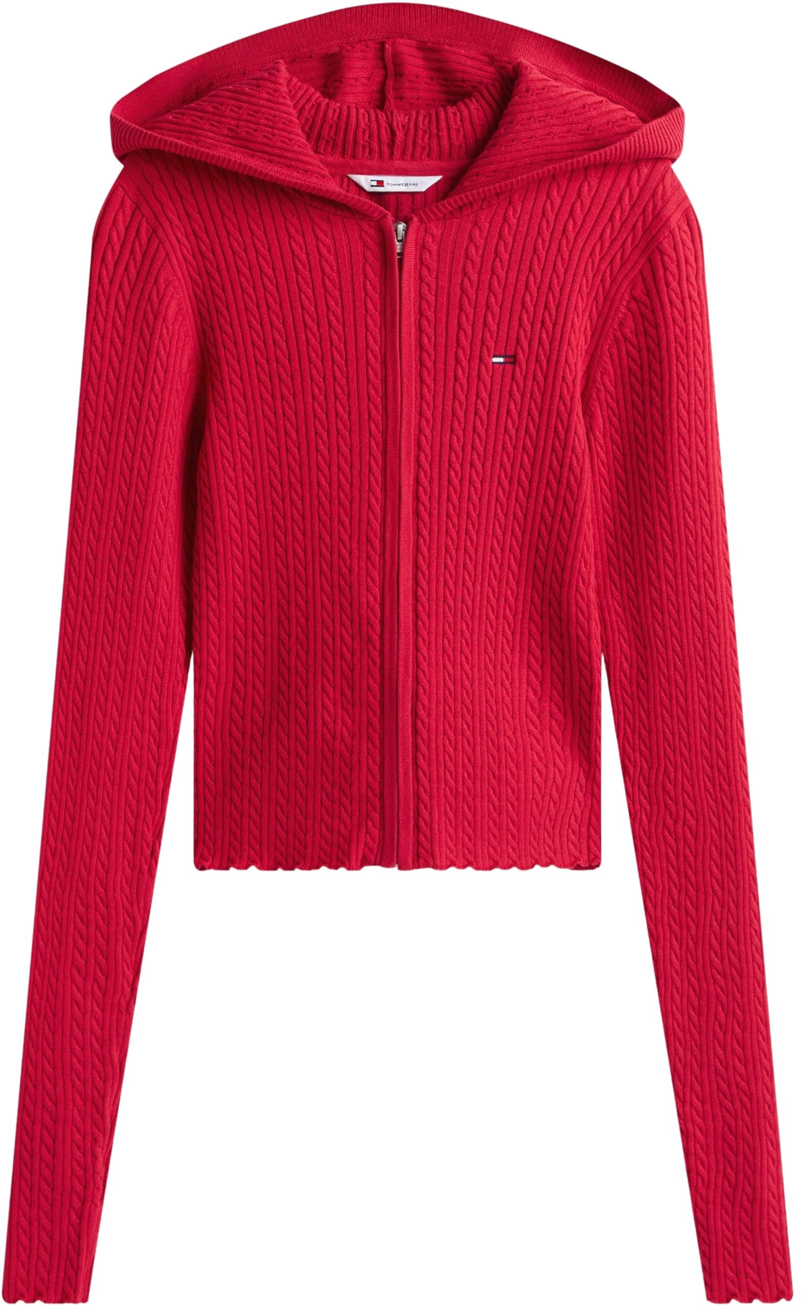 Tommy Jeans Donna Pullover con Zip Essential con Cappuccio