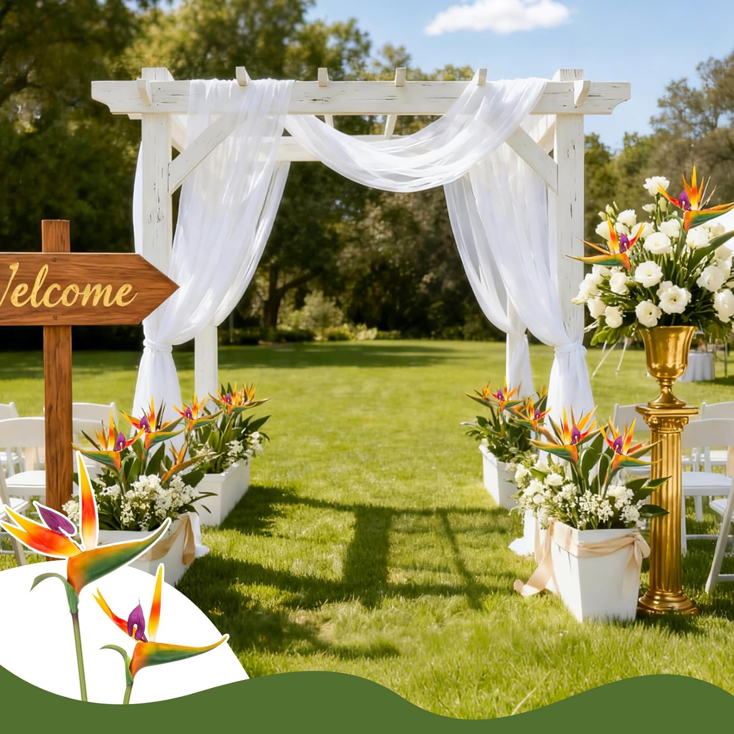 Bird of Paradise Artificial Plant - 2PCS RAINFLOW UV Resistant Artificial Outdoor Plants Birds of Paradise Plant Artificial Giant Flowers for Decoration Hawaiian Party Decorations Hawaiian Flowers 24" - Image 5