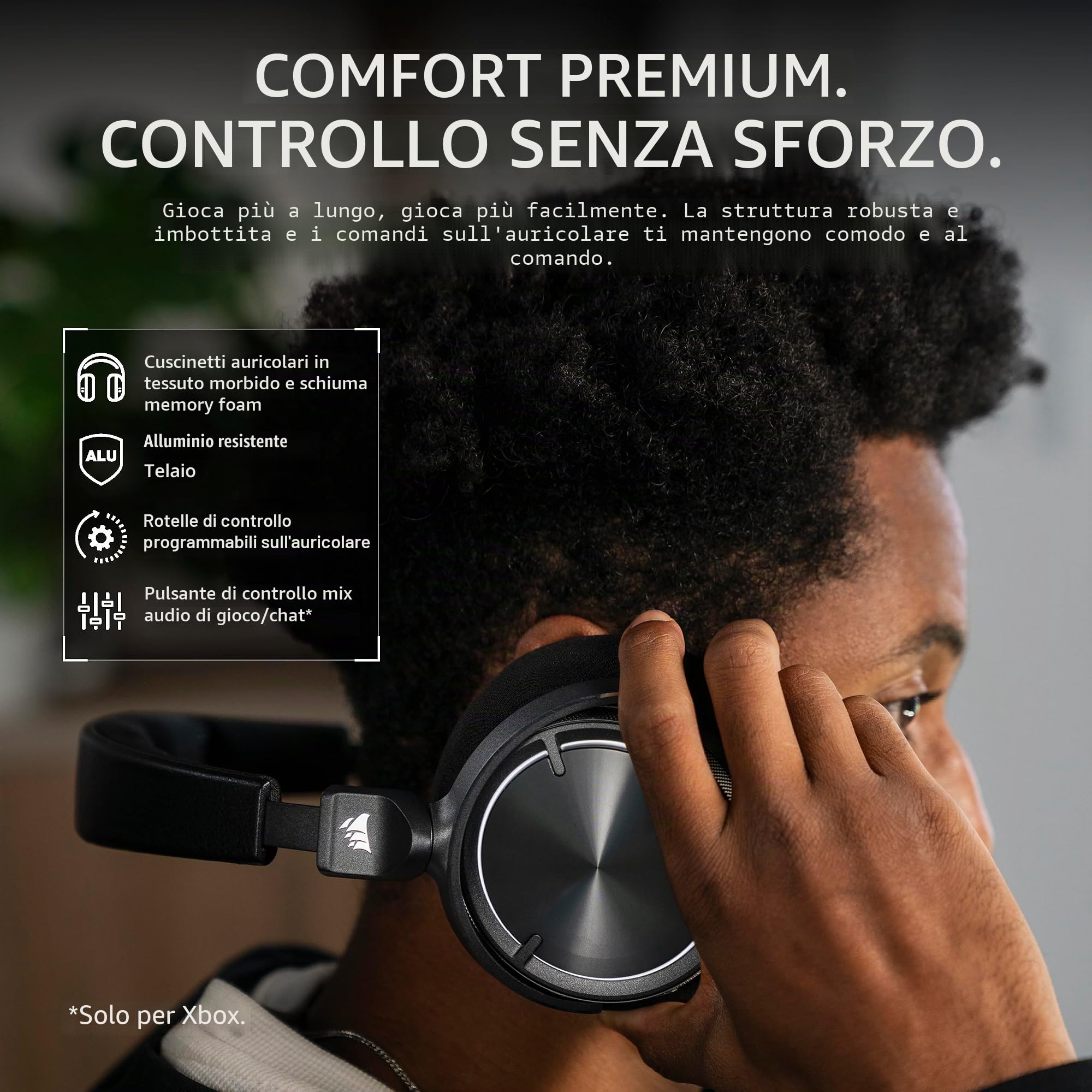 Corsair VIRTUOSO MAX WIRELESS Cuffie da Gioco Bluetooth Carbonio per Xbox