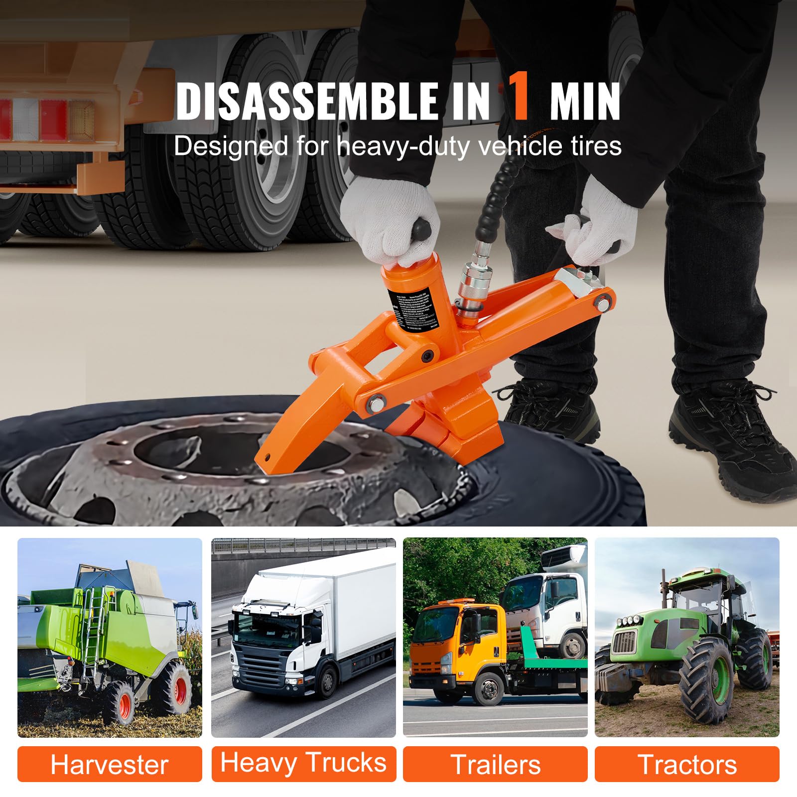 Happybuy Hydraulic Bead Breaker, 1000 PSI Tire Tool with Metal Foot Pump, Durable Steel for Tractors, Trucks, Buses, Lawn Mowers, ATVs