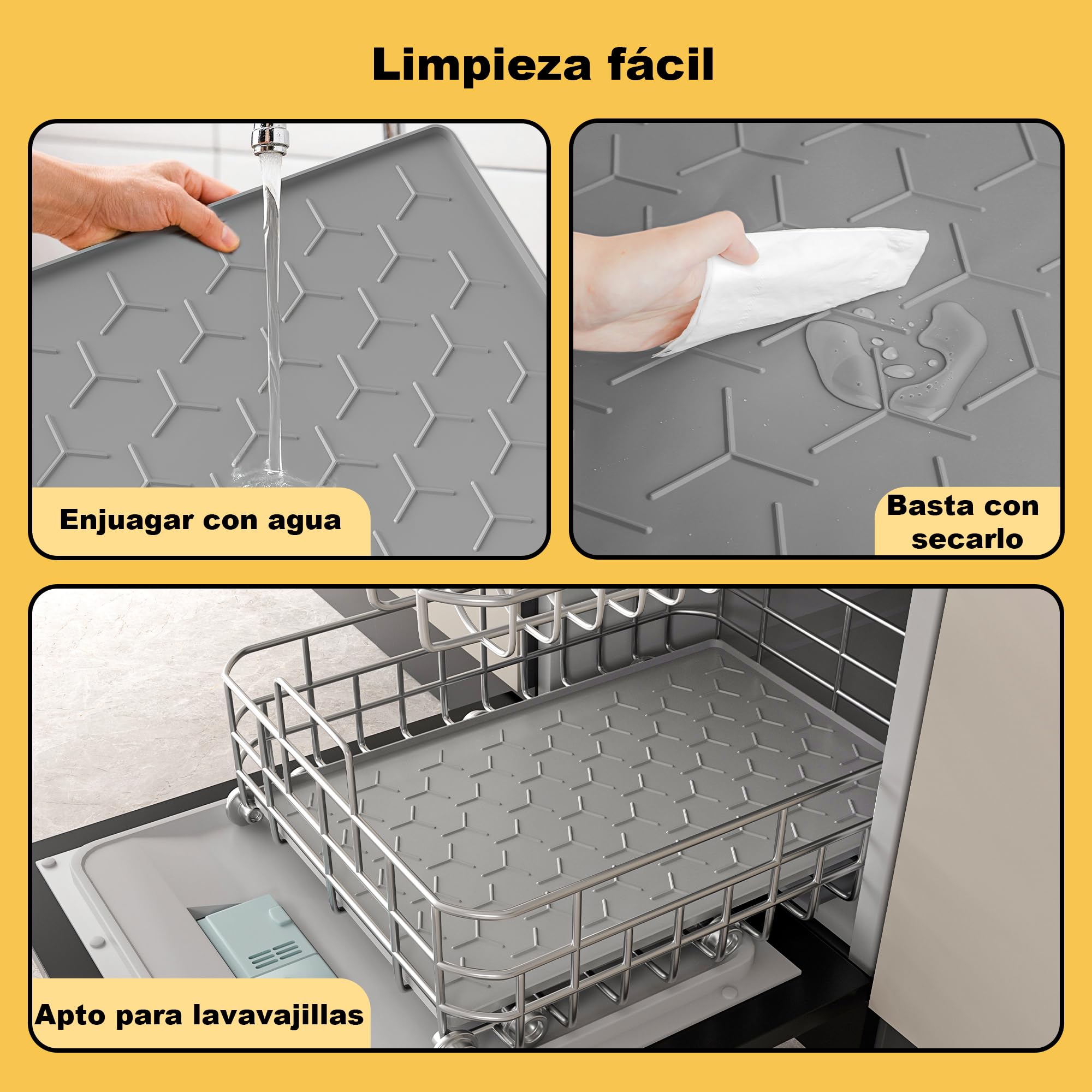 Pieviev Alfombra Comedero de Perros y Gatos 40x60 cm, Alfombrilla para Cuenco de Silicona, Material Apto para Uso Alimentario, Impermeable y Antideslizante, Gris Claro