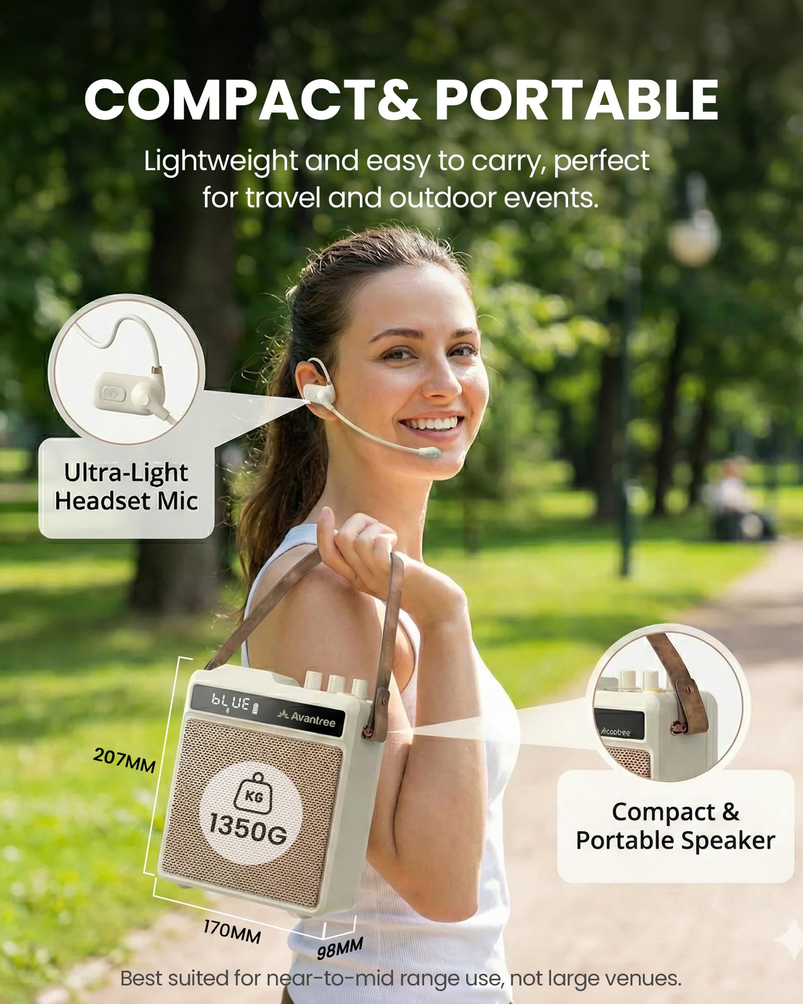Avantree VoxAmp Duo - Amplificatore Vocale Wireless Portatile, Microfono Doppio E Altoparlante Set Per Lezioni, Piccoli Eventi & Feste, 30W Voce Chiara & Suono Ricco, 14H Batteria