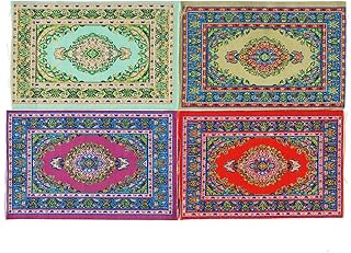 NWFashion 4 Pieces 1:12 Miniature Carpet Vintage Woven Dollhouse Mini Turkish Carpet Accessories