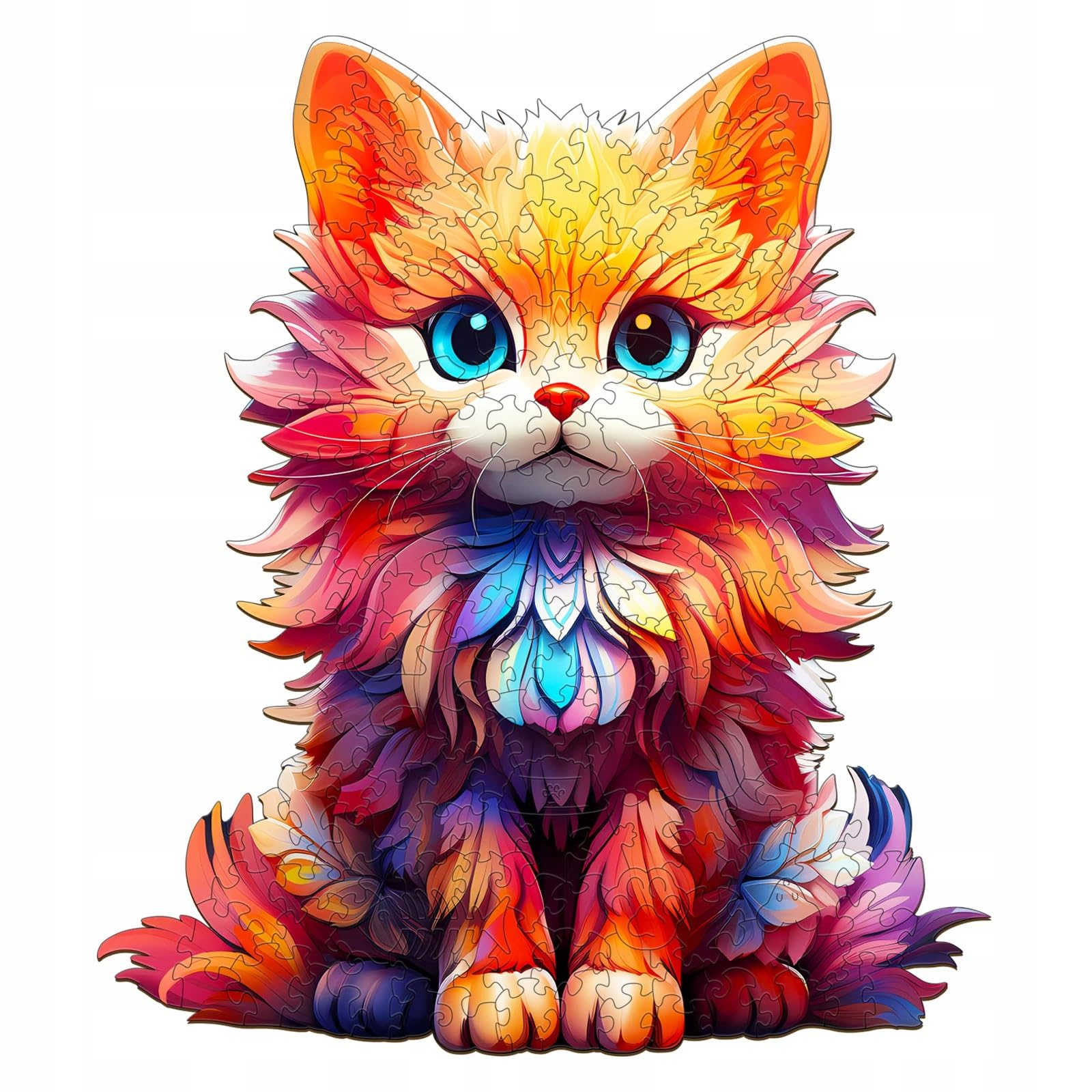 Puzzle In Legno 150 Pezzi Per Adulti - Forma Gatto Con Pezzi Animali - 30x30 Cm, Forme Irregolari - Gioco Da Tavolo Relax In Scatola Regalo - 2