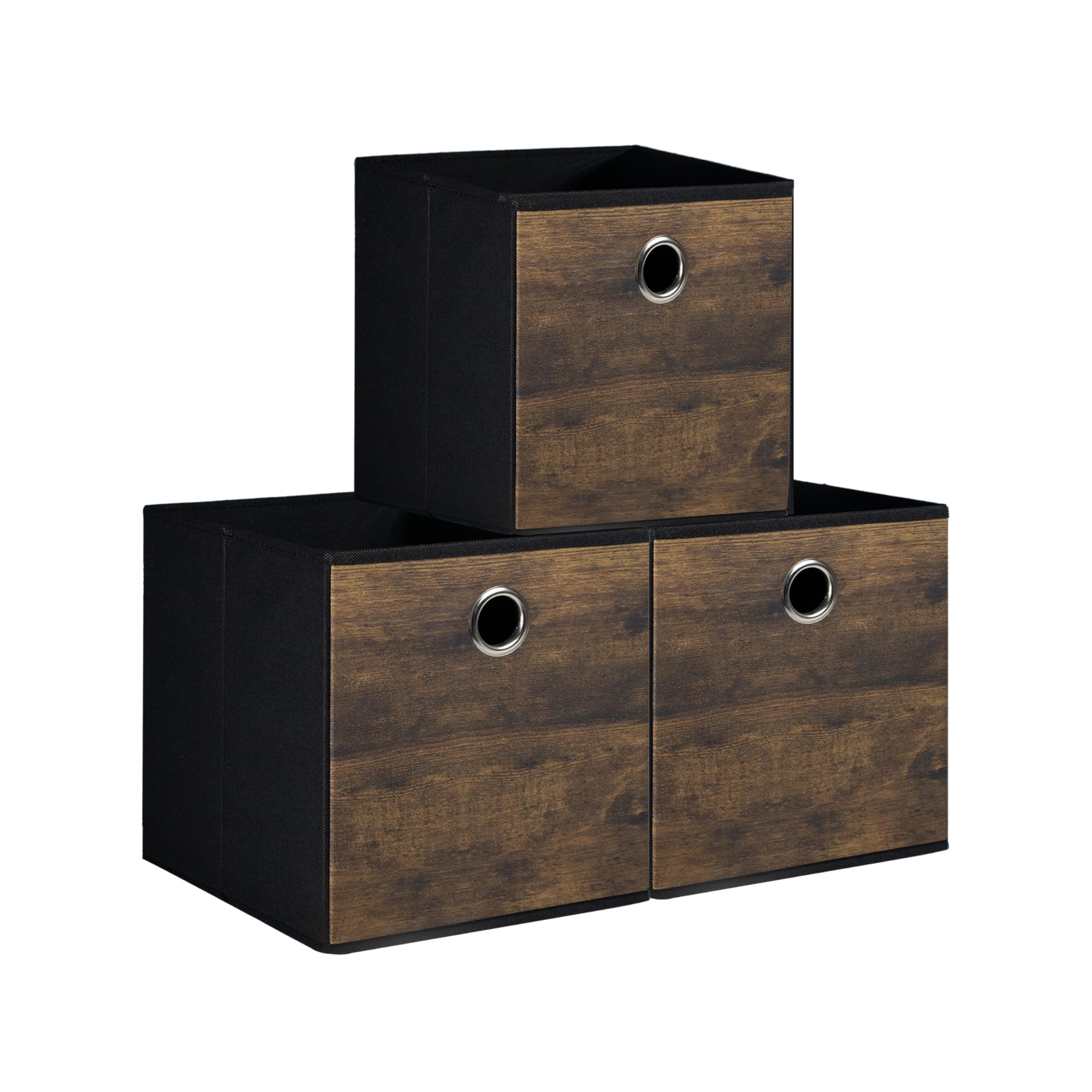Boîte d'organisation en tissu pour armoire et chambre lot de 3 bacs cubiques marron