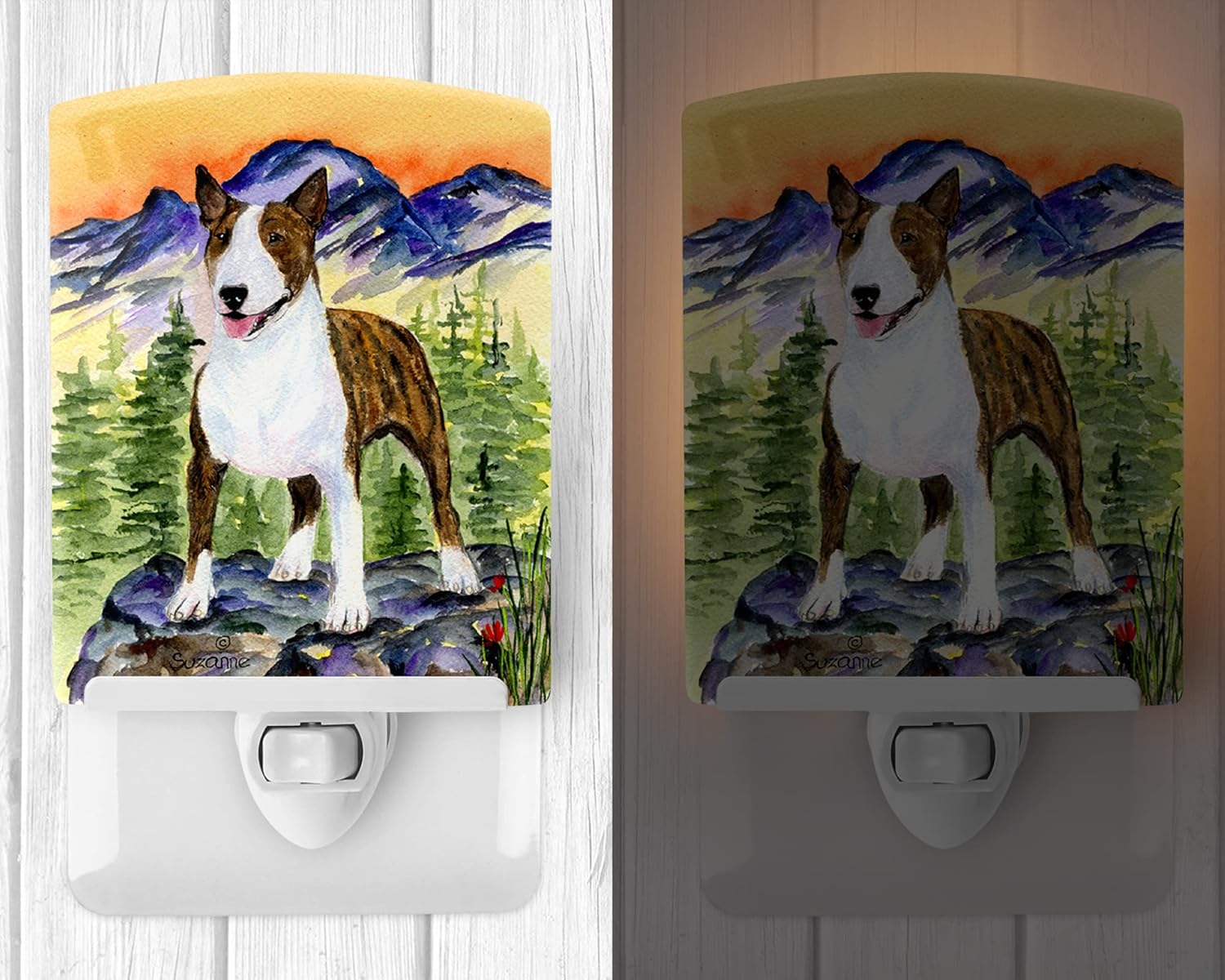 Caroline's Treasures SS8167CNL Bull Terrier Ceramic Night Light Compact, UL-Certified, Ideal for Bedroom, Bathroom, Nursery, Hallway, Kitchen, 6x4x3, Multicolor